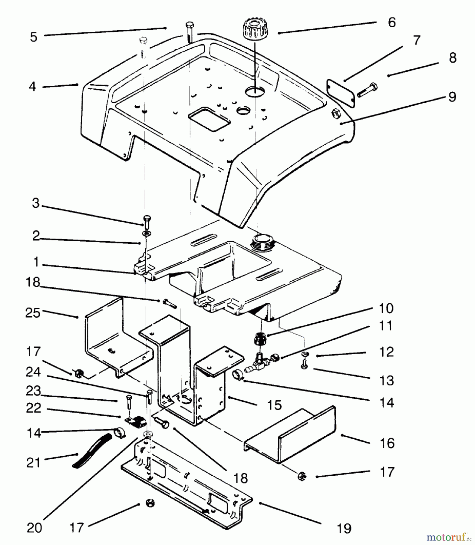 Toro Neu Mowers, Lawn & Garden Tractor Seite 1 73362 (312-8) - Toro 312-8 Garden Tractor, 1994 (4900001-4999999) FENDER AND SUPPORT