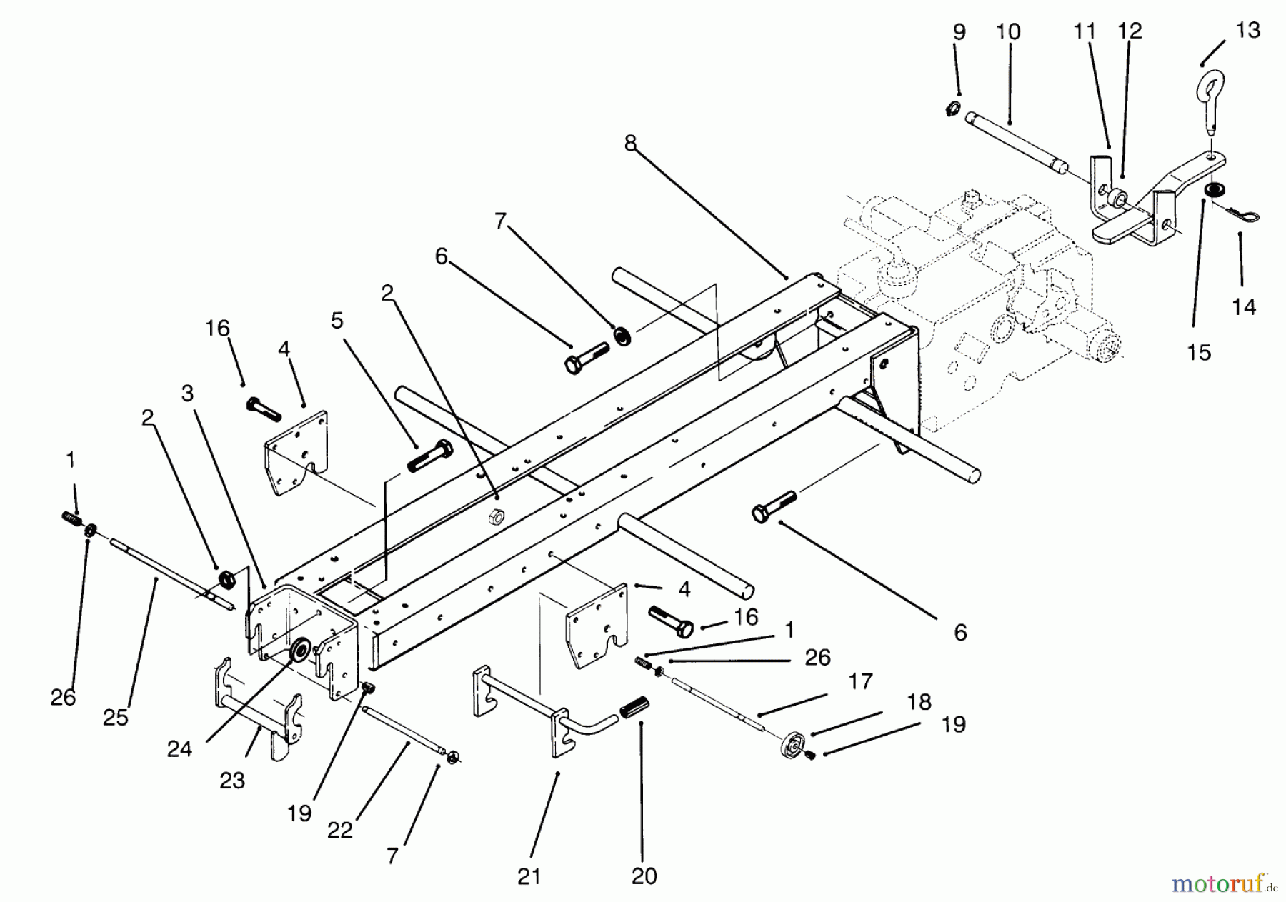 Toro Neu Mowers, Lawn & Garden Tractor Seite 1 73362 (312-8) - Toro 312-8 Garden Tractor, 1994 (4900001-4999999) FRAME & HITCHES
