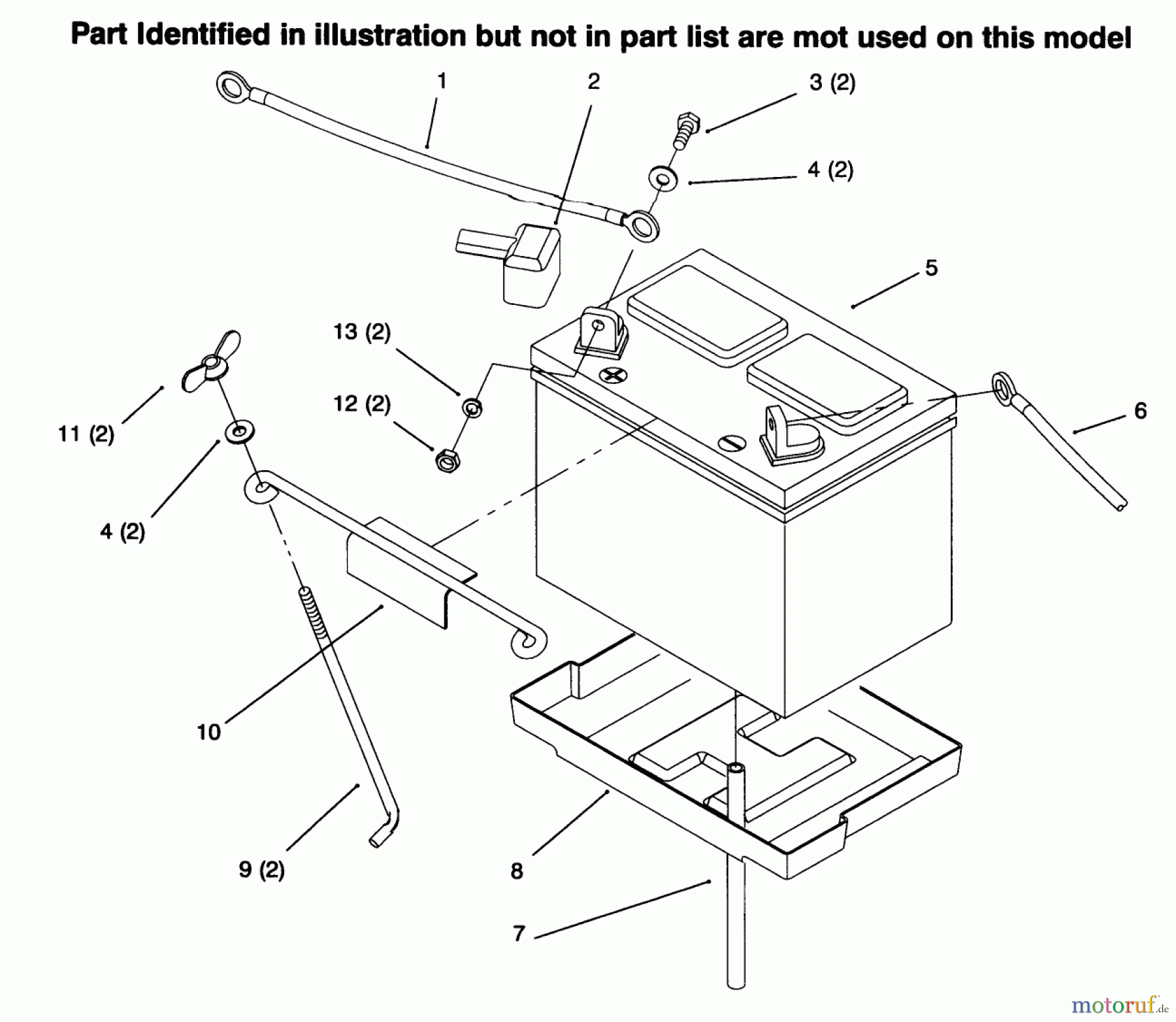 Toro Neu Mowers, Lawn & Garden Tractor Seite 1 73363 (312-8) - Toro 312-8 Garden Tractor, 1996 (6900001-6999999) BATTERY