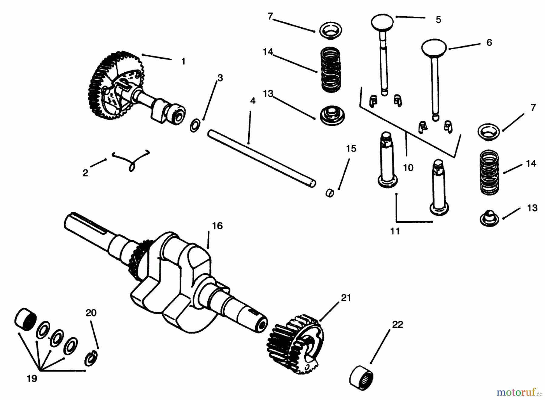 Toro Neu Mowers, Lawn & Garden Tractor Seite 1 73363 (312-8) - Toro 312-8 Garden Tractor, 1996 (6900001-6999999) CAMSHAFT, CRANKSHAFT AND VALVES