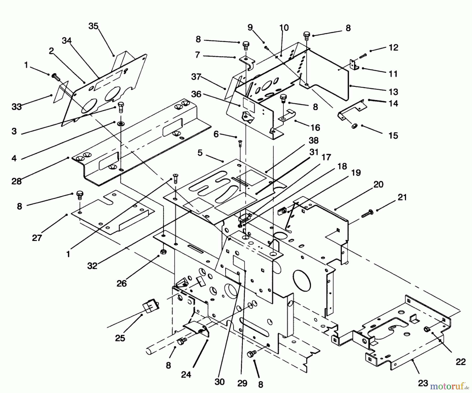 Toro Neu Mowers, Lawn & Garden Tractor Seite 1 73363 (312-8) - Toro 312-8 Garden Tractor, 1996 (6900001-6999999) CONSOLE-GEAR