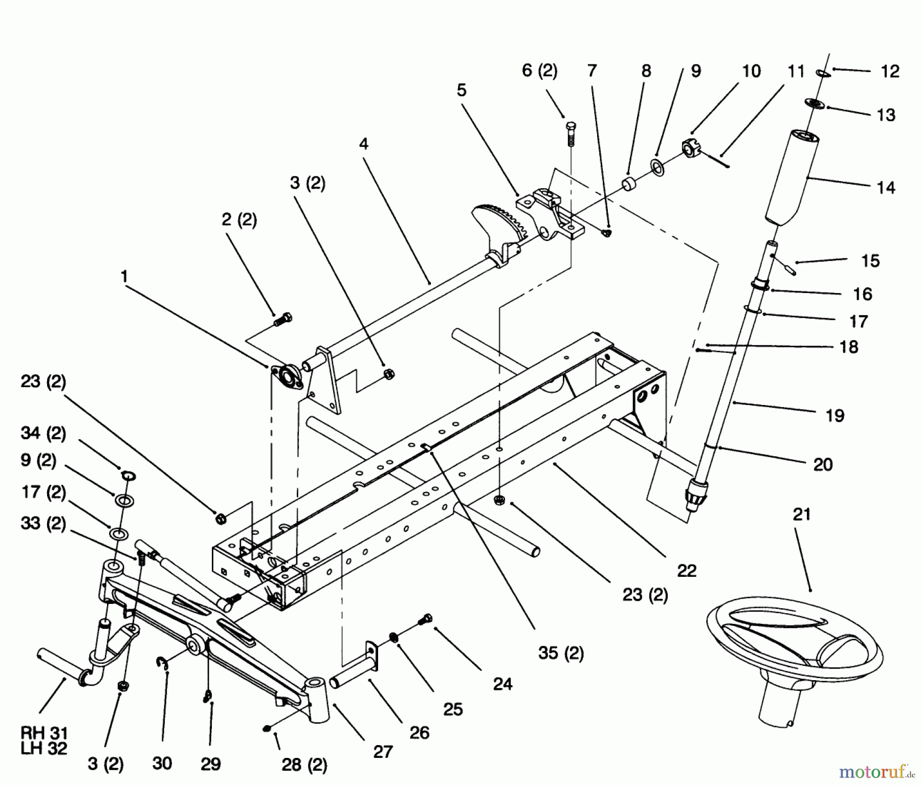Toro Neu Mowers, Lawn & Garden Tractor Seite 1 73363 (312-8) - Toro 312-8 Garden Tractor, 1996 (6900001-6999999) FRAME STEERING