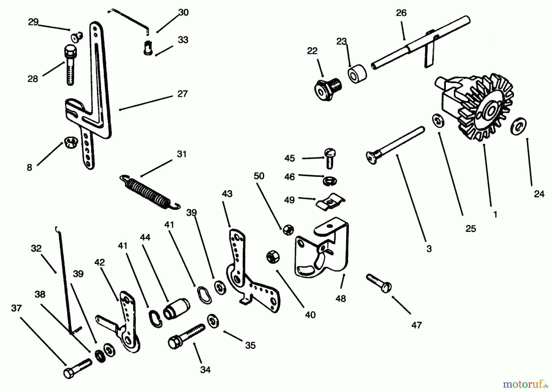 Toro Neu Mowers, Lawn & Garden Tractor Seite 1 73363 (312-8) - Toro 312-8 Garden Tractor, 1996 (6900001-6999999) GOVERNOR LINKAGE