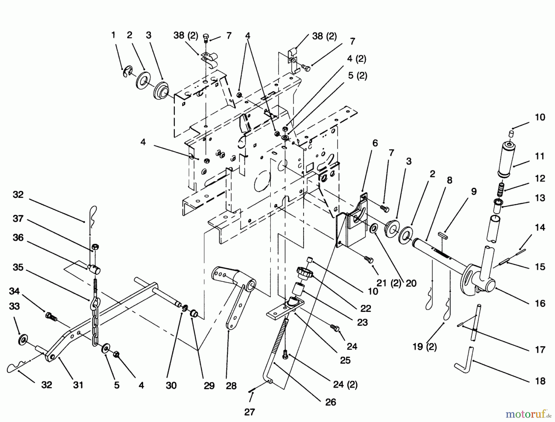 Toro Neu Mowers, Lawn & Garden Tractor Seite 1 73363 (312-8) - Toro 312-8 Garden Tractor, 1996 (6900001-6999999) MANUAL LIFT SYSTEM