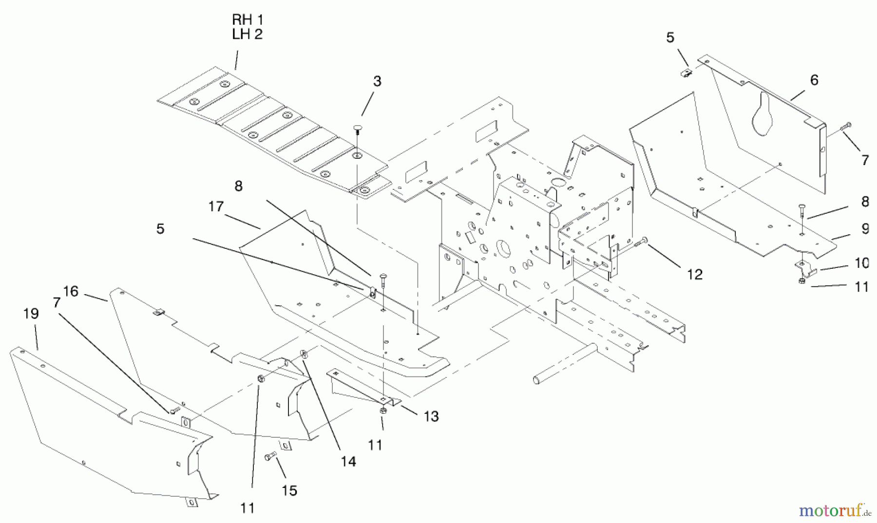 Toro Neu Mowers, Lawn & Garden Tractor Seite 1 73363 (312-8) - Toro 312-8 Garden Tractor, 1997 (7900001-7999999) FOOTREST & HOODSTAND SIDE COVERS