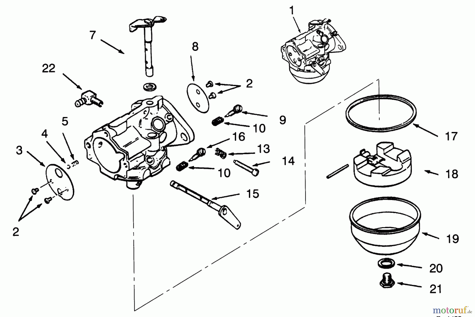Toro Neu Mowers, Lawn & Garden Tractor Seite 1 73380 (312-8) - Toro 312-8 Garden Tractor, 1993 (3900001-3999999) CARBURETORS