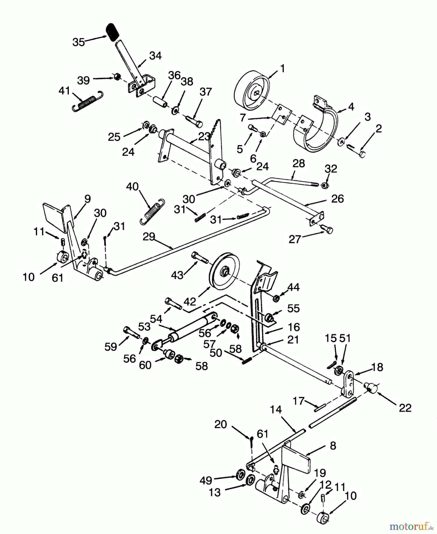 Toro Neu Mowers, Lawn & Garden Tractor Seite 1 73380 (312-8) - Toro 312-8 Garden Tractor, 1993 (3900001-3999999) CLUTCH, BRAKE AND SPEED CONTROL LINKAGE