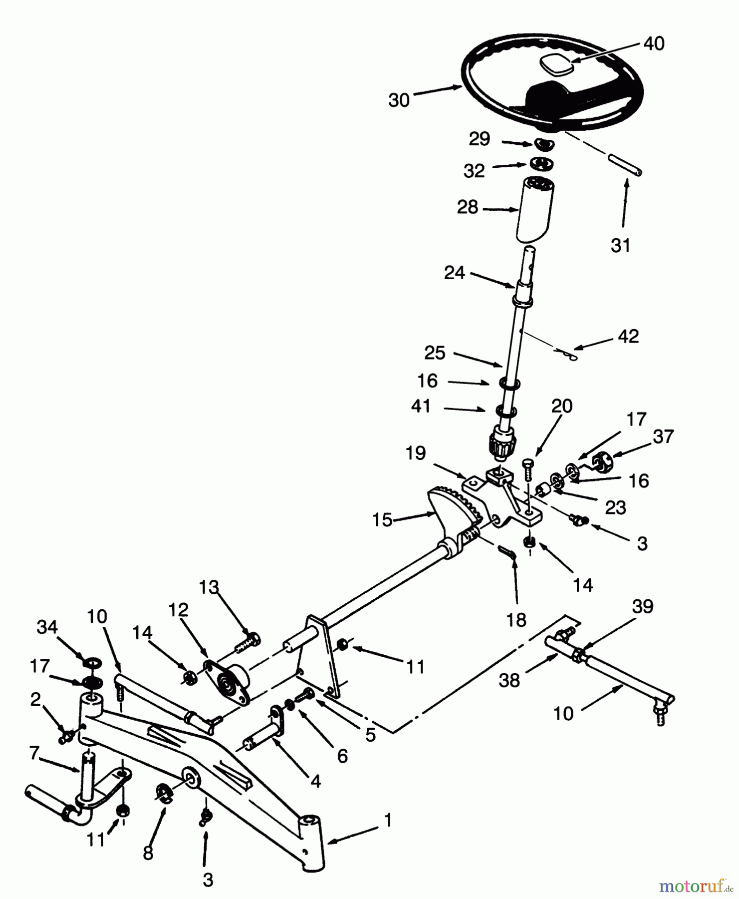 Toro Neu Mowers, Lawn & Garden Tractor Seite 1 73380 (312-8) - Toro 312-8 Garden Tractor, 1993 (3900001-3999999) FRONT AXLE AND STEERING