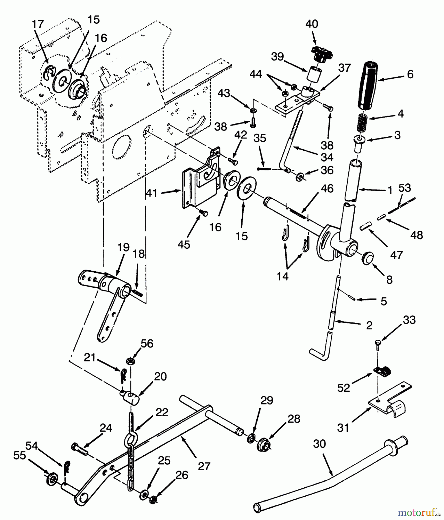 Toro Neu Mowers, Lawn & Garden Tractor Seite 1 73380 (312-8) - Toro 312-8 Garden Tractor, 1993 (3900001-3999999) MANUAL LIFT LINKAGE