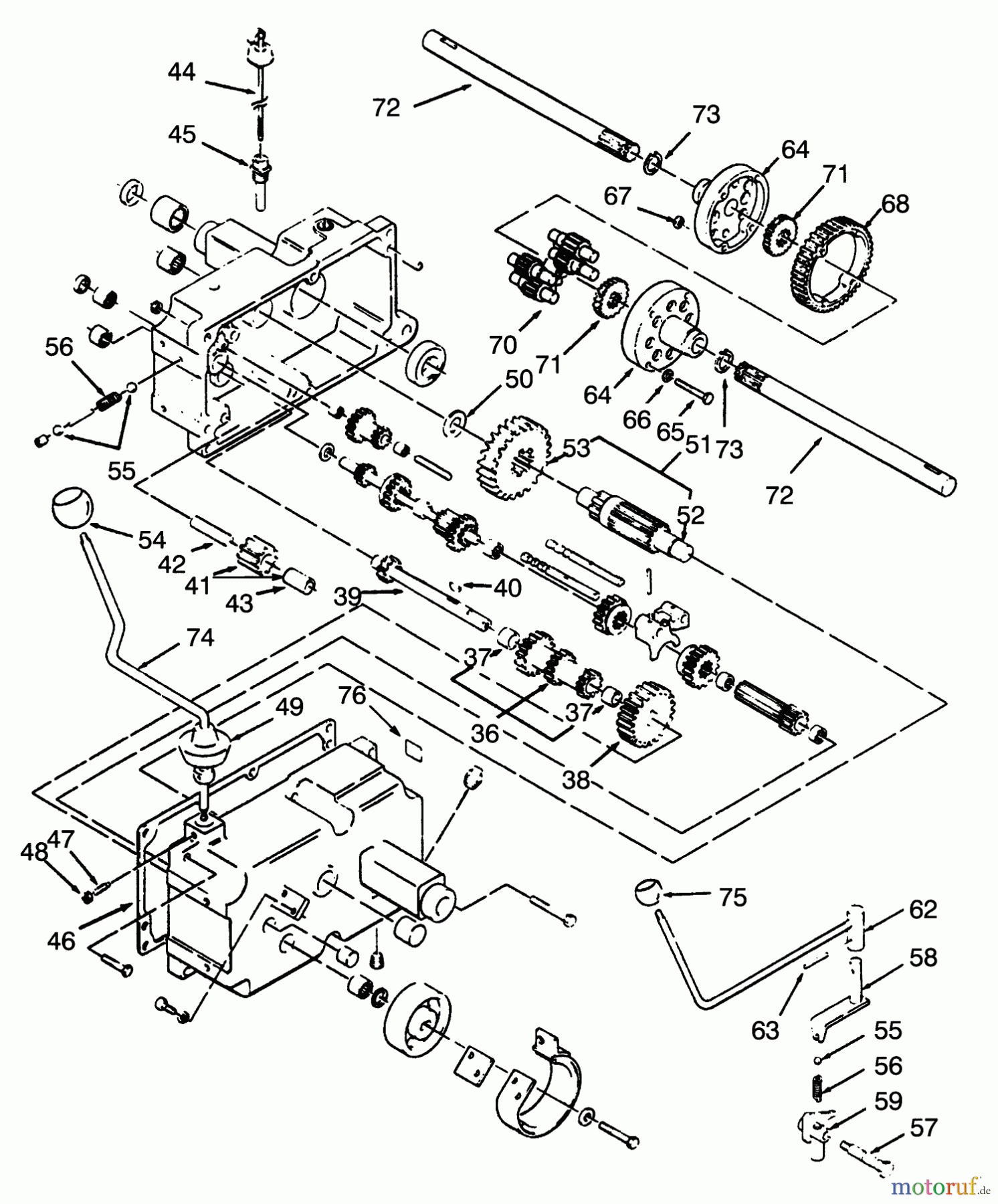 Toro Neu Mowers, Lawn & Garden Tractor Seite 1 73380 (312-8) - Toro 312-8 Garden Tractor, 1993 (3900001-3999999) TRANSMISSION 8-SPEED #2