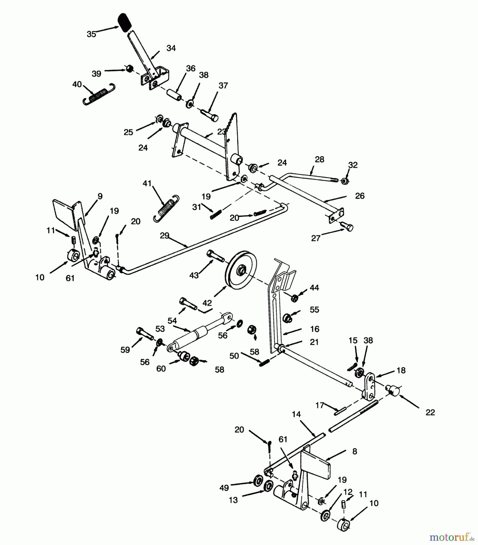 Toro Neu Mowers, Lawn & Garden Tractor Seite 1 73380 (312-8) - Toro 312-8 Garden Tractor, 1994 (4900001-4999999) CLUTCH, BRAKE AND SPEED CONTROL LINKAGE