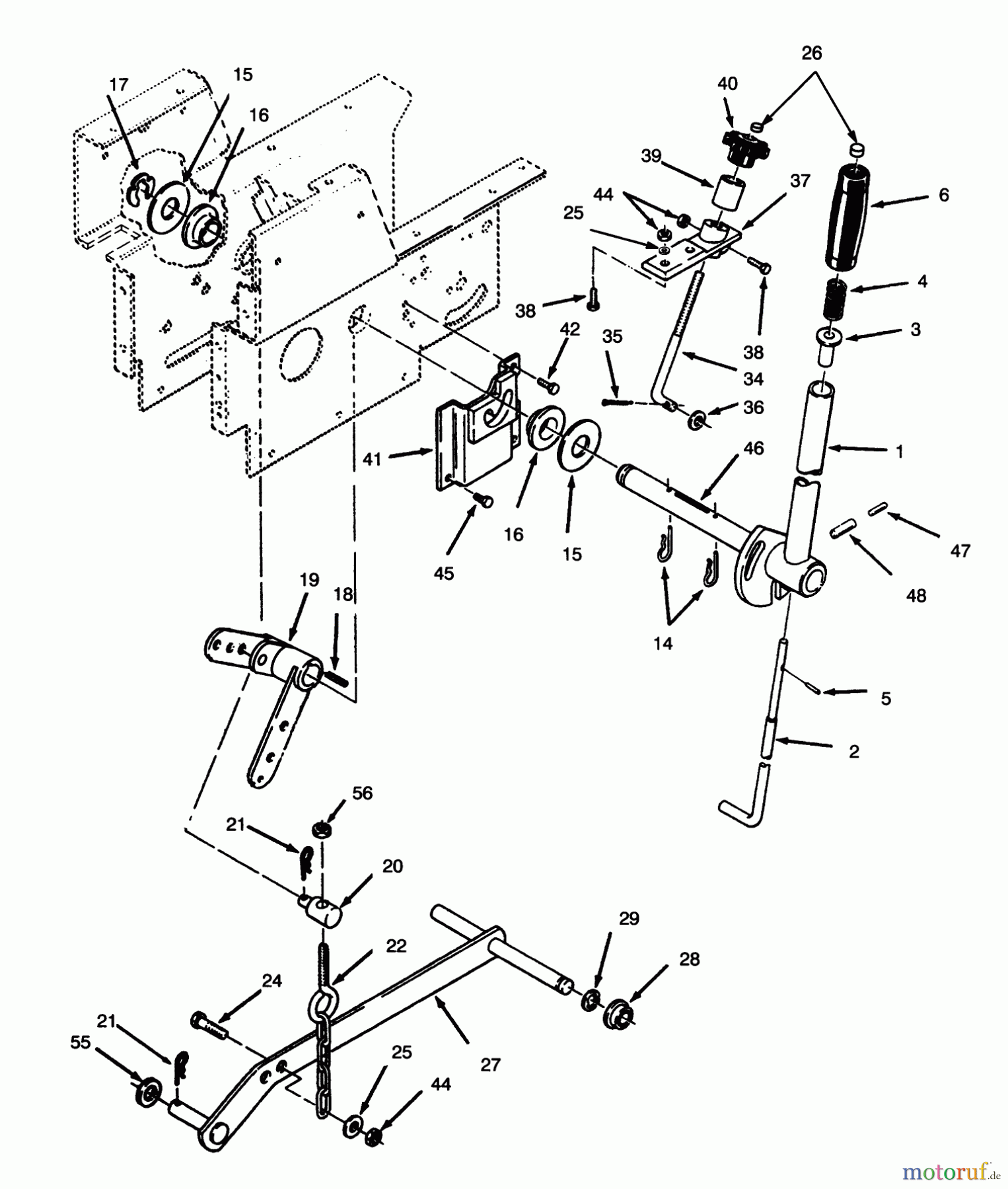Toro Neu Mowers, Lawn & Garden Tractor Seite 1 73380 (312-8) - Toro 312-8 Garden Tractor, 1994 (4900001-4999999) MANUAL LIFT LINKAGE