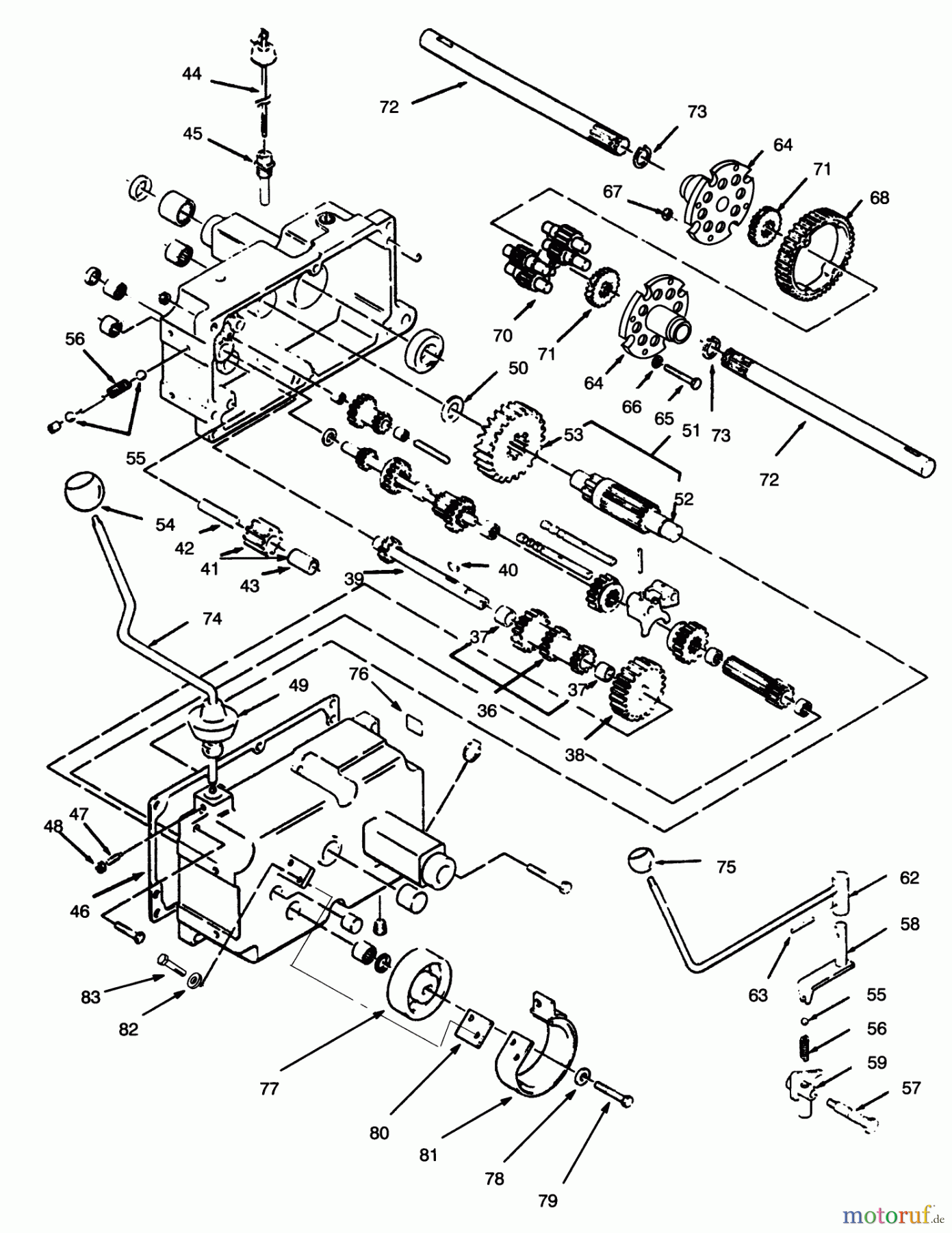 Toro Neu Mowers, Lawn & Garden Tractor Seite 1 73380 (312-8) - Toro 312-8 Garden Tractor, 1994 (4900001-4999999) TRANSMISSION 8-SPEED #2