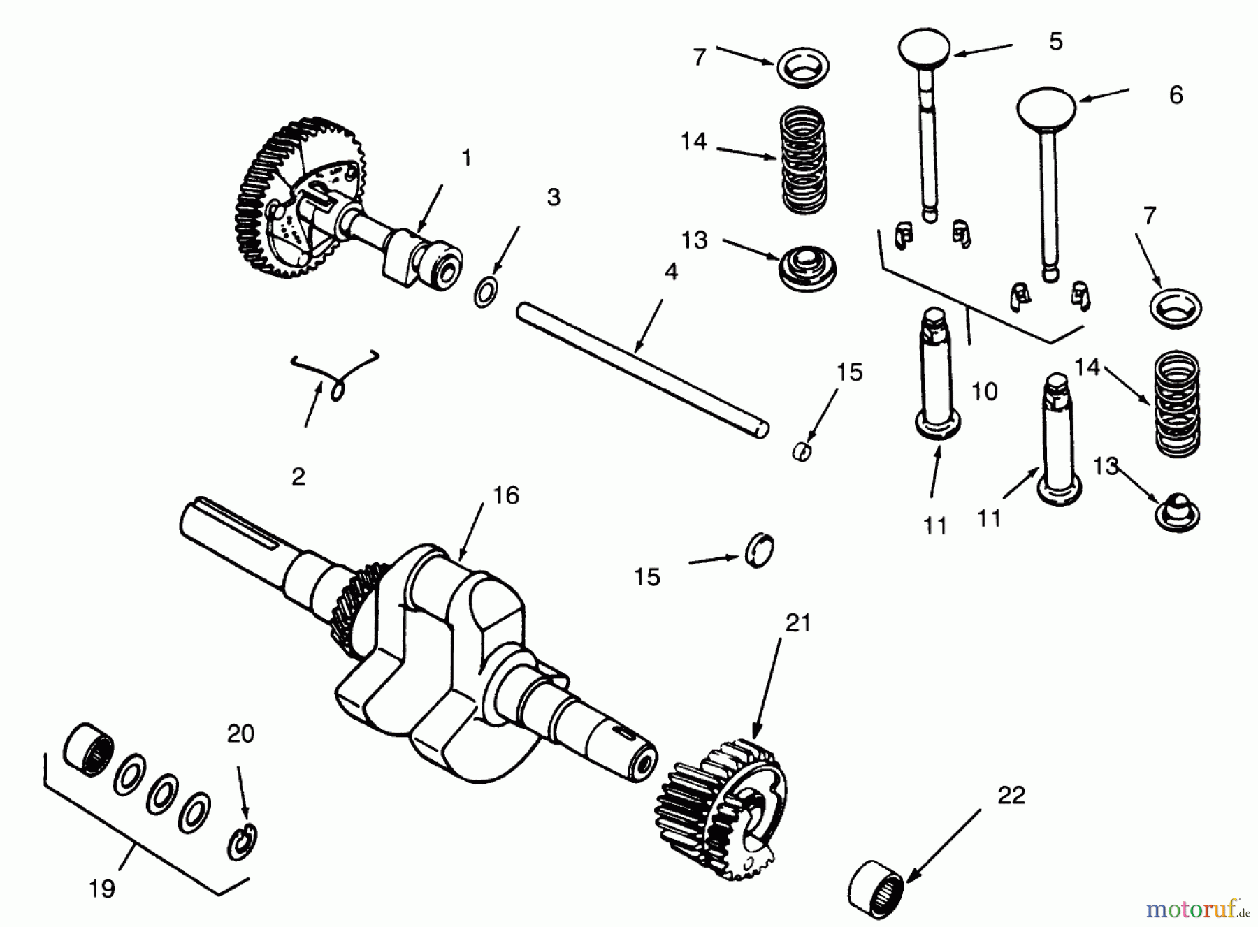 Toro Neu Mowers, Lawn & Garden Tractor Seite 1 73400 (314-8) - Toro 314-8 Garden Tractor, 1996 (SN 6900001-6999999) CAMSHAFT, CRANKSHAFT AND VALVES