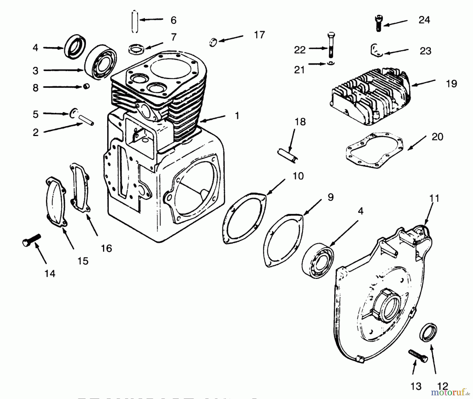Toro Neu Mowers, Lawn & Garden Tractor Seite 1 73400 (314-8) - Toro 314-8 Garden Tractor, 1996 (SN 6900001-6999999) CRANKCASE AND CYLINDER HEAD