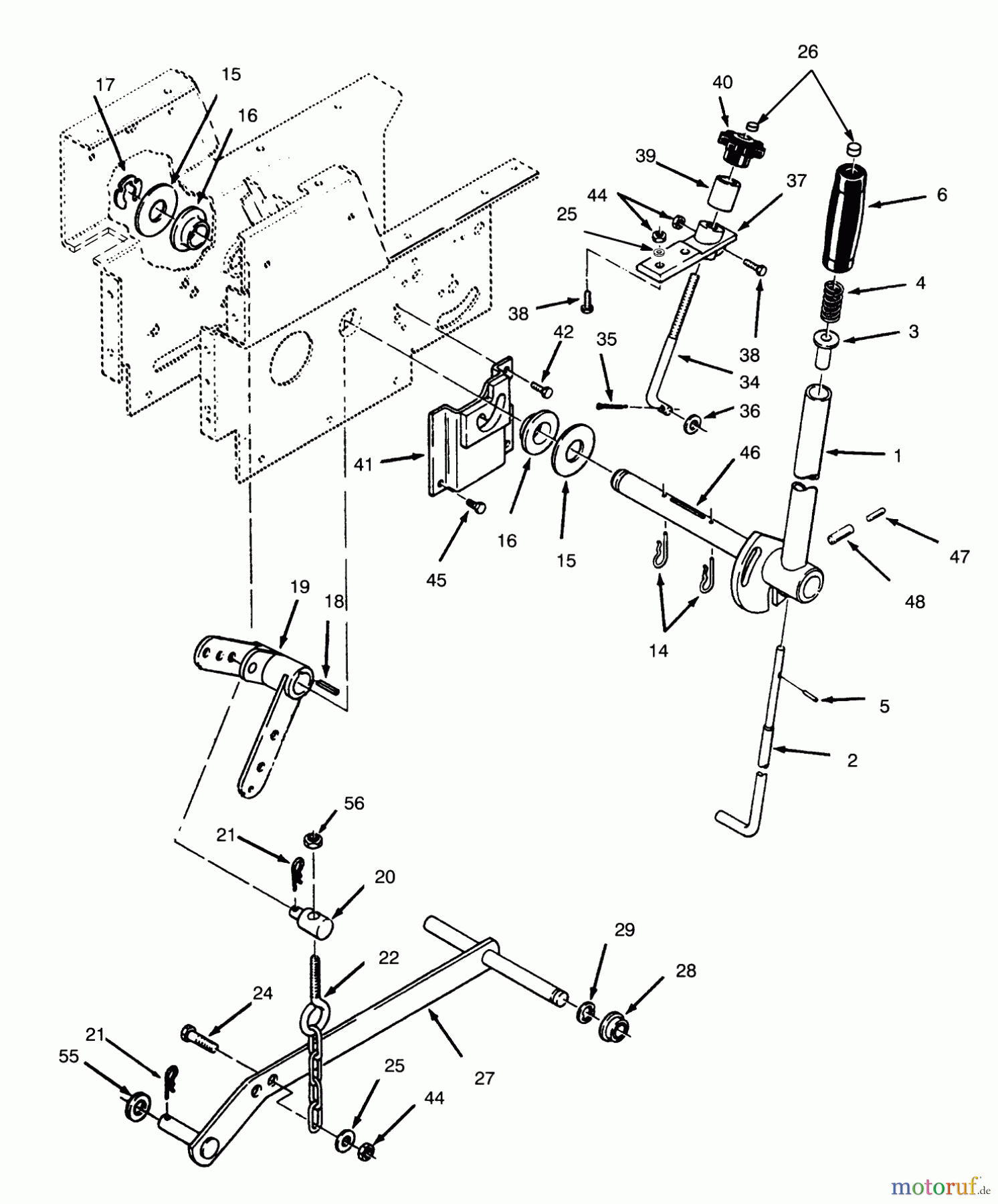 Toro Neu Mowers, Lawn & Garden Tractor Seite 1 73400 (314-8) - Toro 314-8 Garden Tractor, 1996 (SN 6900001-6999999) MANUAL LIFT LINKAGE