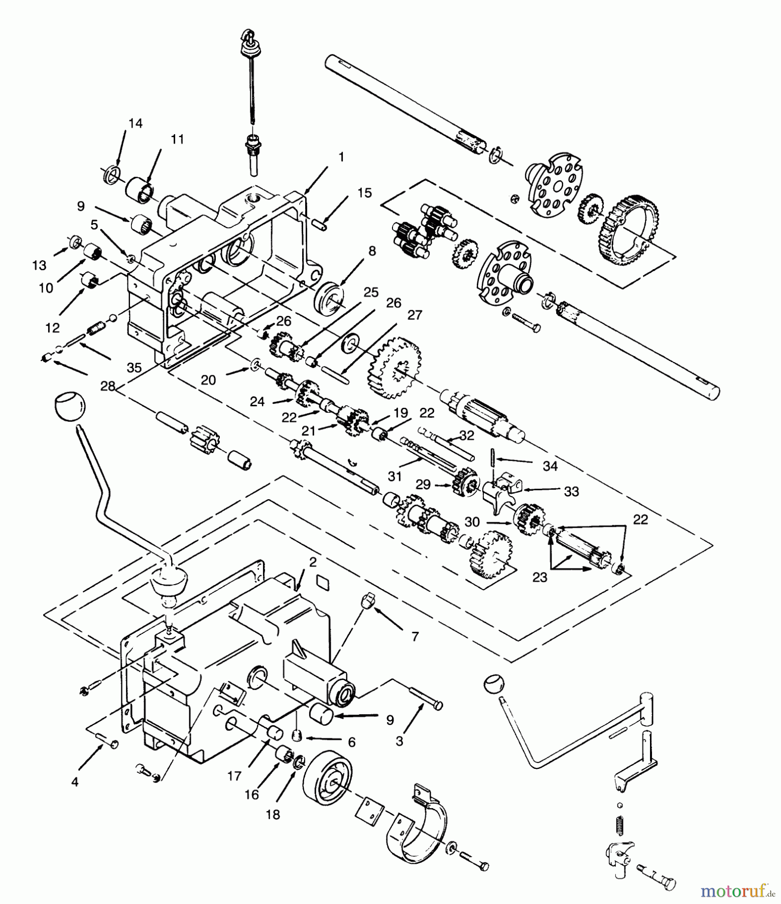 Toro Neu Mowers, Lawn & Garden Tractor Seite 1 73400 (314-8) - Toro 314-8 Garden Tractor, 1996 (SN 6900001-6999999) TRANSMISSION 8-SPEED #1
