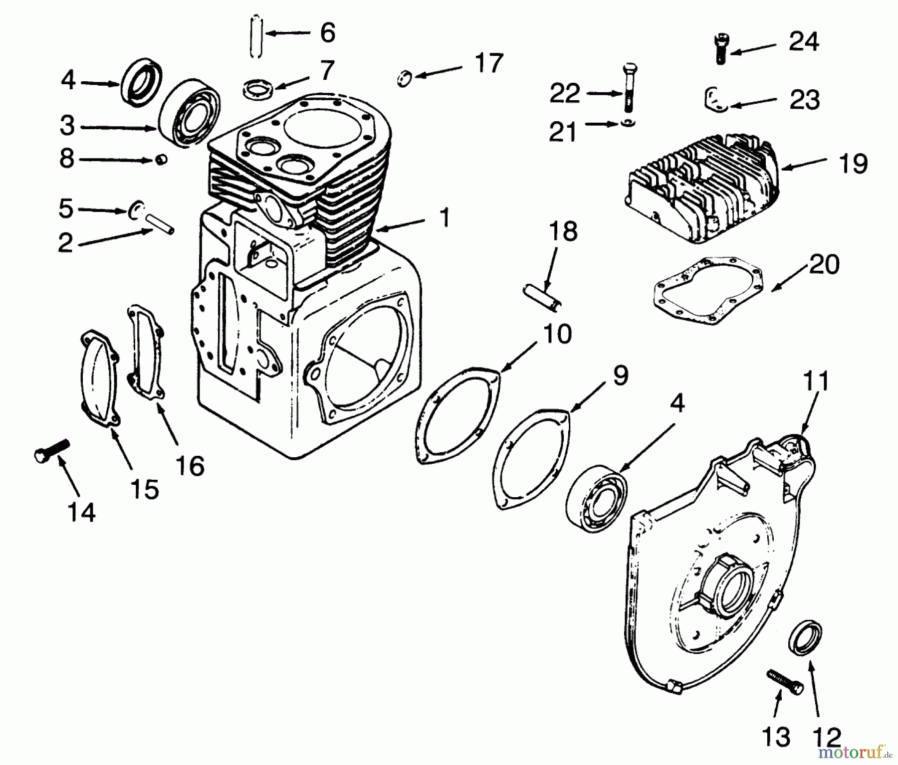 Toro Neu Mowers, Lawn & Garden Tractor Seite 1 73401 (314-H) - Toro 314-H Garden Tractor, 1993 (3900001-3999999) CRANKCASE AND CYLINDER HEAD