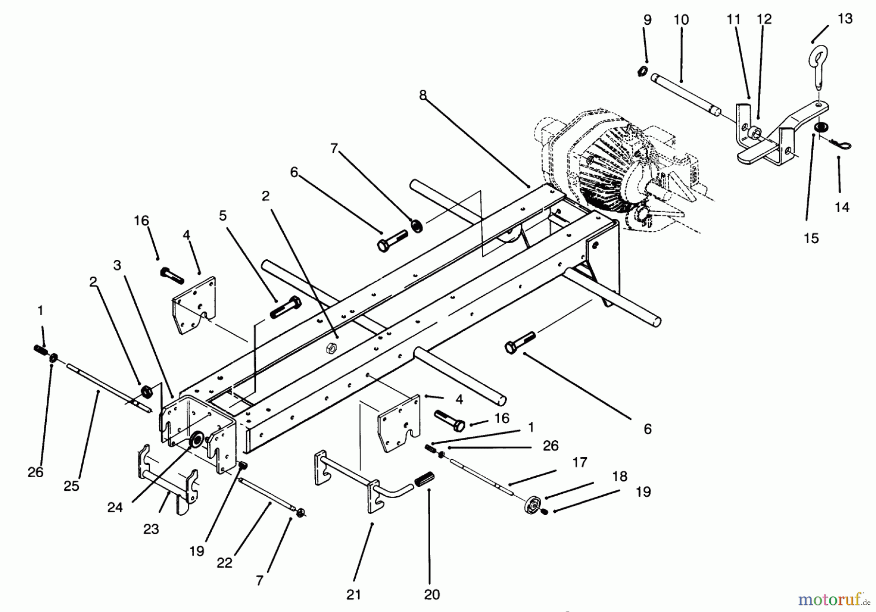Toro Neu Mowers, Lawn & Garden Tractor Seite 1 73401 (314-H) - Toro 314-H Garden Tractor, 1995 (5900001-5900260) FRAME & HITCHES