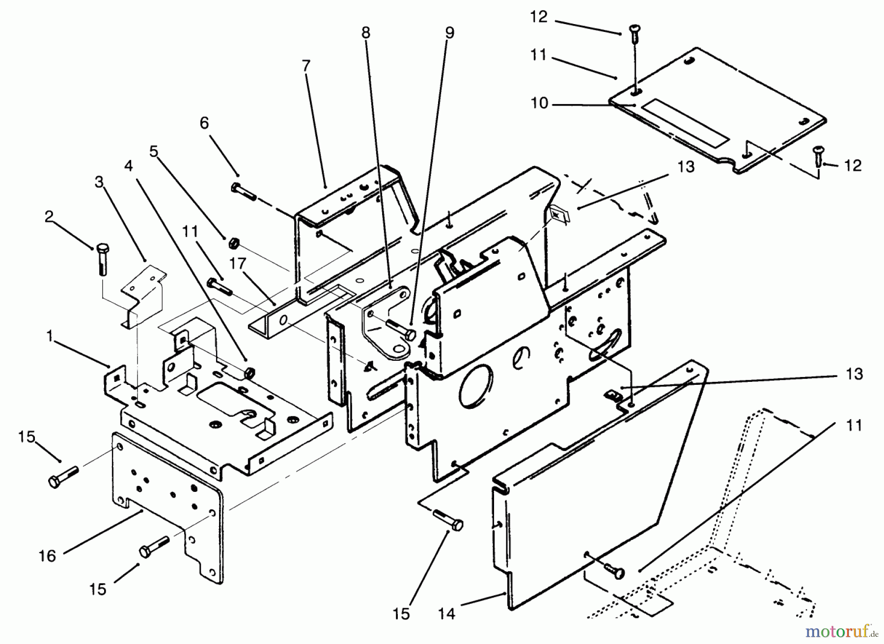 Toro Neu Mowers, Lawn & Garden Tractor Seite 1 73401 (314-H) - Toro 314-H Garden Tractor, 1995 (5900001-5900260) HOOD STAND AND SUPPORTS