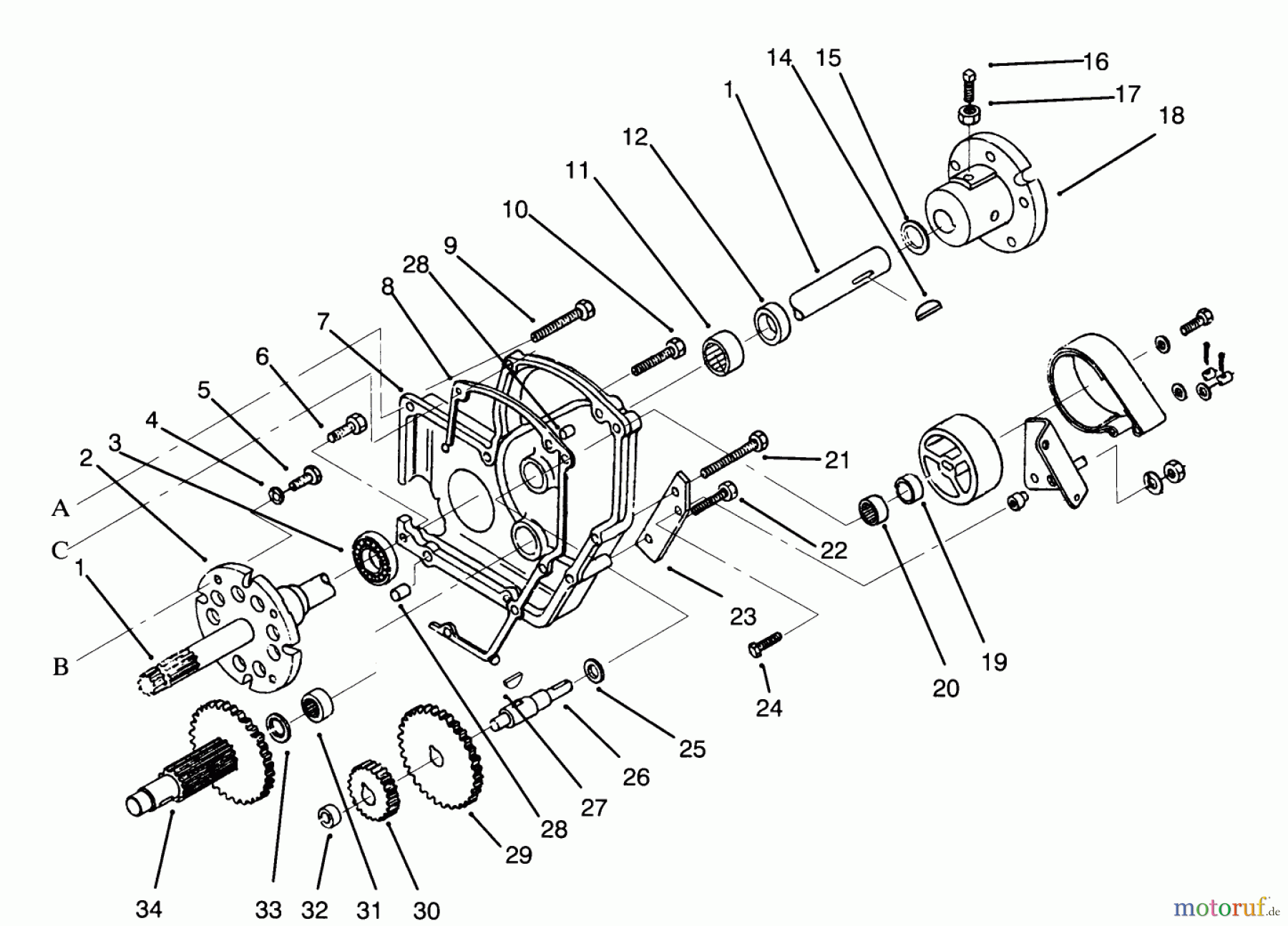 Toro Neu Mowers, Lawn & Garden Tractor Seite 1 73401 (314-H) - Toro 314-H Garden Tractor, 1995 (5900001-5900260) TRANSAXLE ASSEMBLY #2
