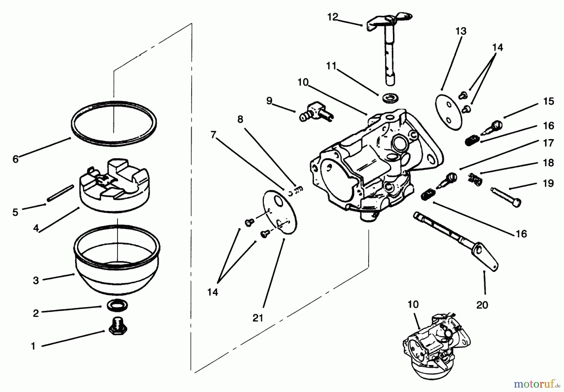 Toro Neu Mowers, Lawn & Garden Tractor Seite 1 73401 (314-H) - Toro 314-H Garden Tractor, 1995 (5900261-5901260) CARBURETOR