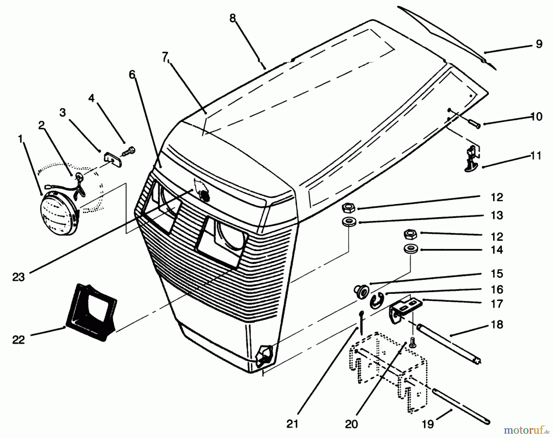 Toro Neu Mowers, Lawn & Garden Tractor Seite 1 73401 (314-H) - Toro 314-H Garden Tractor, 1996 (6900001-6999999) HOOD ASSEMBLY