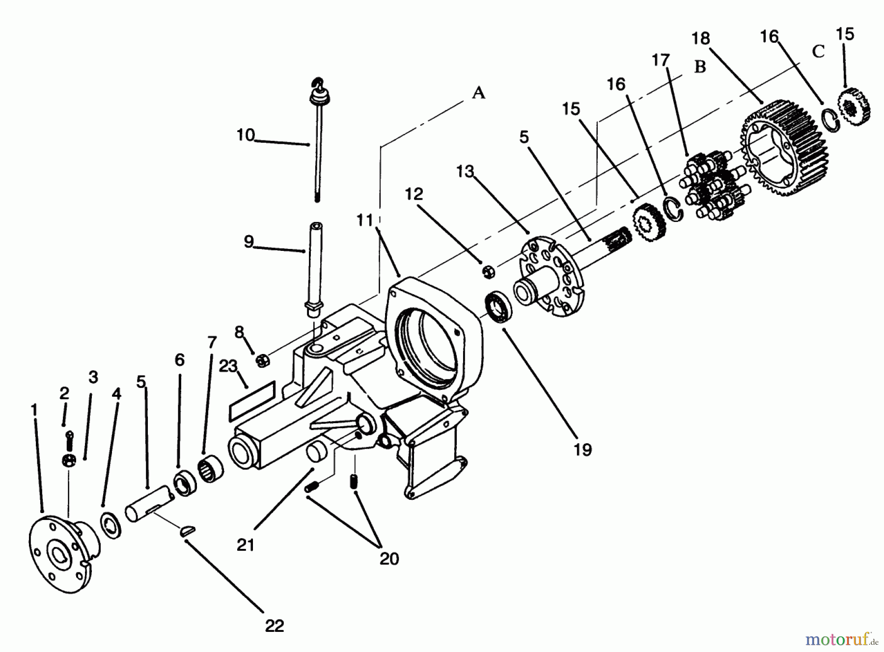 Toro Neu Mowers, Lawn & Garden Tractor Seite 1 73401 (314-H) - Toro 314-H Garden Tractor, 1995 (5900261-5901260) TRANSAXLE ASSEMBLY #1