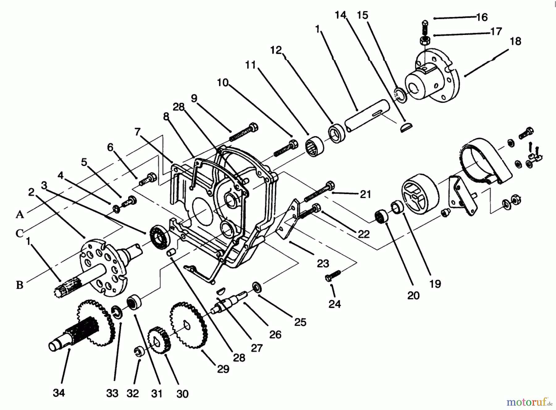 Toro Neu Mowers, Lawn & Garden Tractor Seite 1 73401 (314-H) - Toro 314-H Garden Tractor, 1996 (6900001-6999999) TRANSAXLE ASSEMBLY #2