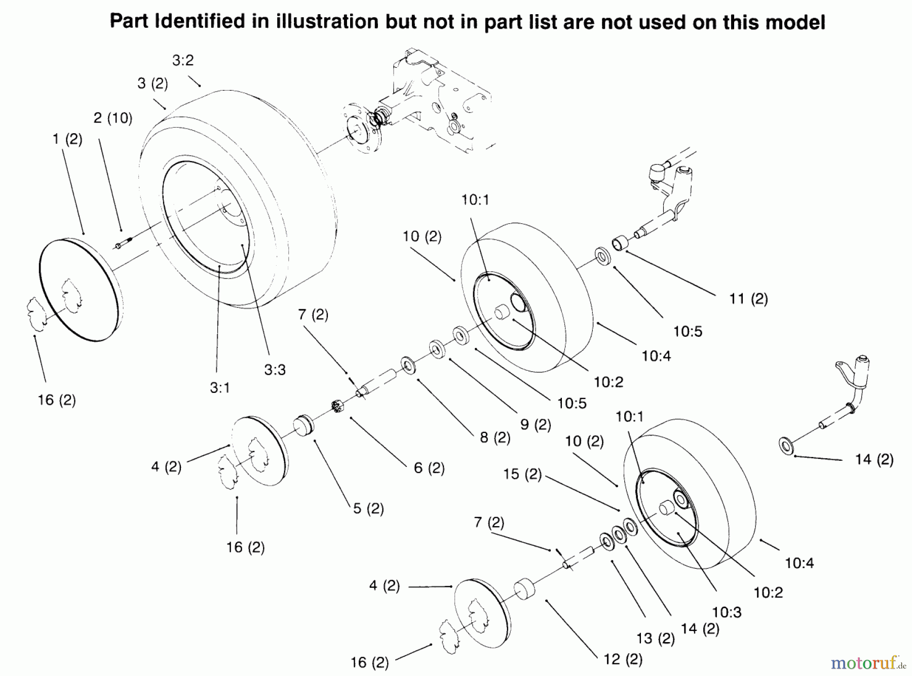 Toro Neu Mowers, Lawn & Garden Tractor Seite 1 73402 (314-8) - Toro 314-8 Garden Tractor, 1996 (6900001-6999999) WHEELS AND TIRES