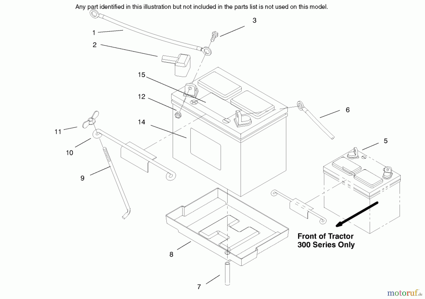 Toro Neu Mowers, Lawn & Garden Tractor Seite 1 73402 (314-8) - Toro 314-8 Garden Tractor, 1997 (7900001-7999999) BATTERY ASSEMBLY