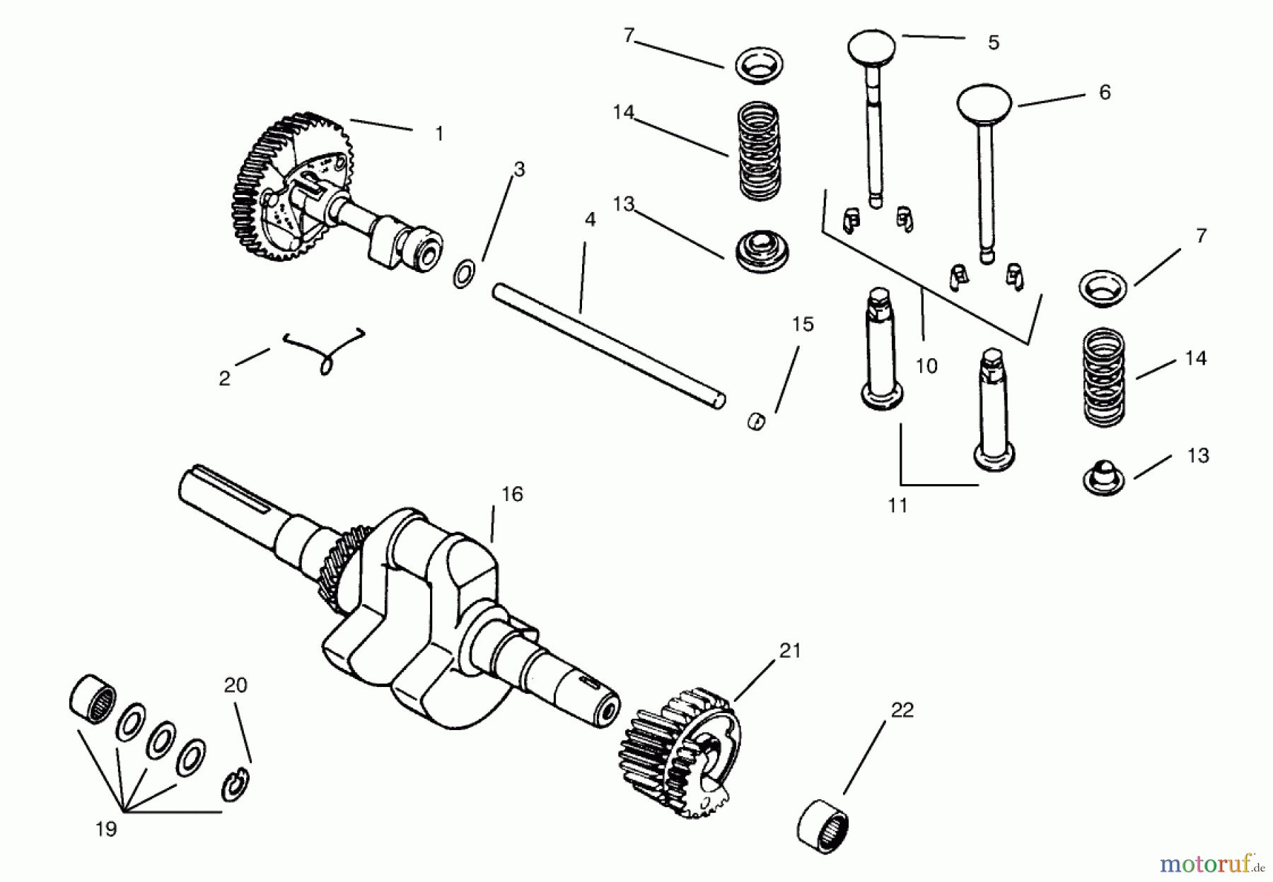 Toro Neu Mowers, Lawn & Garden Tractor Seite 1 73402 (314-8) - Toro 314-8 Garden Tractor, 1997 (7900001-7999999) CAMSHAFT, CRANKSHAFT AND VALVES