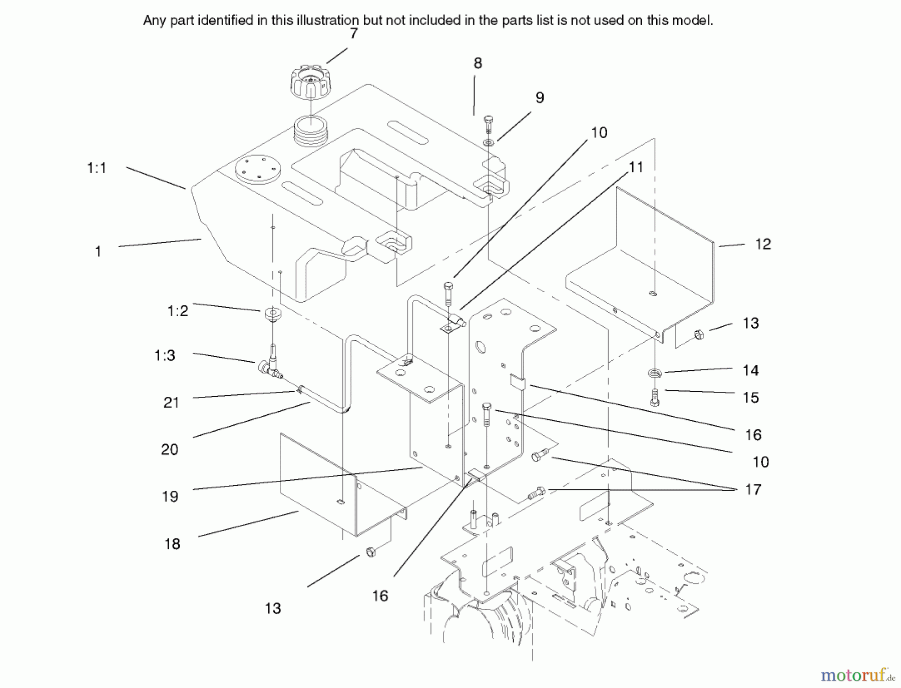 Toro Neu Mowers, Lawn & Garden Tractor Seite 1 73402 (314-8) - Toro 314-8 Garden Tractor, 1997 (7900001-7999999) FUEL TANK & HYDRO FAN CONTROL ASSEMBLY