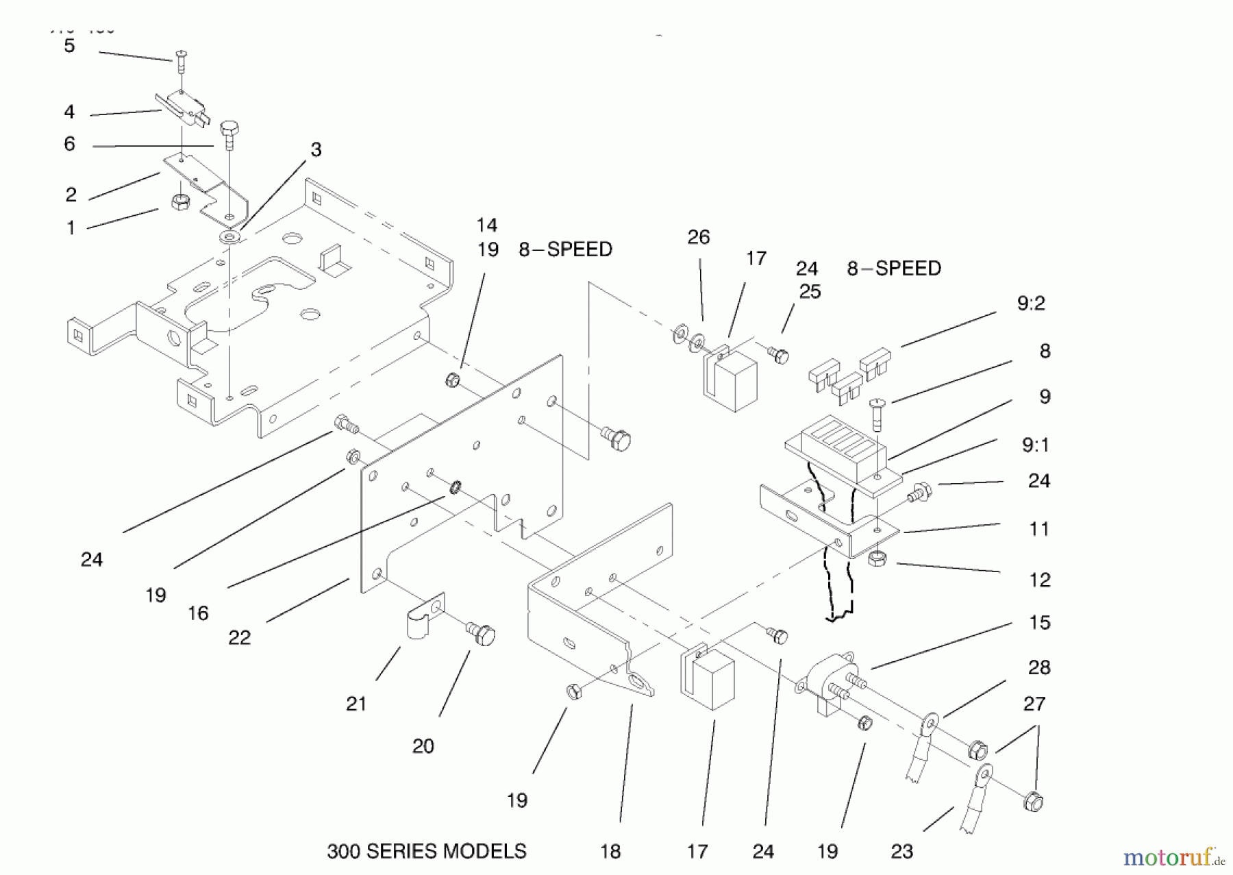 Toro Neu Mowers, Lawn & Garden Tractor Seite 1 73402 (314-8) - Toro 314-8 Garden Tractor, 1997 (7900001-7999999) HOODSTAND ELECTRICAL HOUSING & WIRE HARNESS