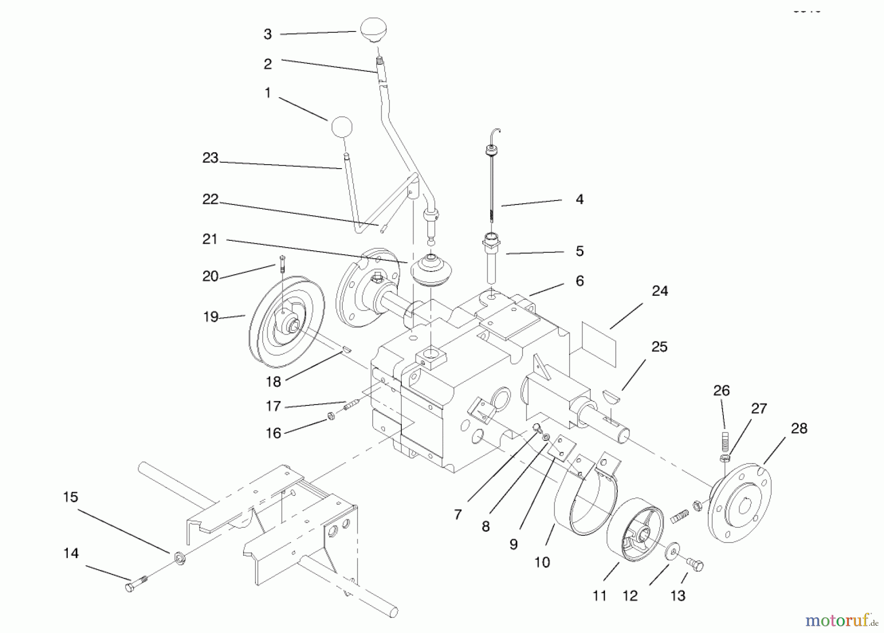 Toro Neu Mowers, Lawn & Garden Tractor Seite 1 73402 (314-8) - Toro 314-8 Garden Tractor, 1997 (7900001-7999999) TRANSMISSION ASSEMBLY