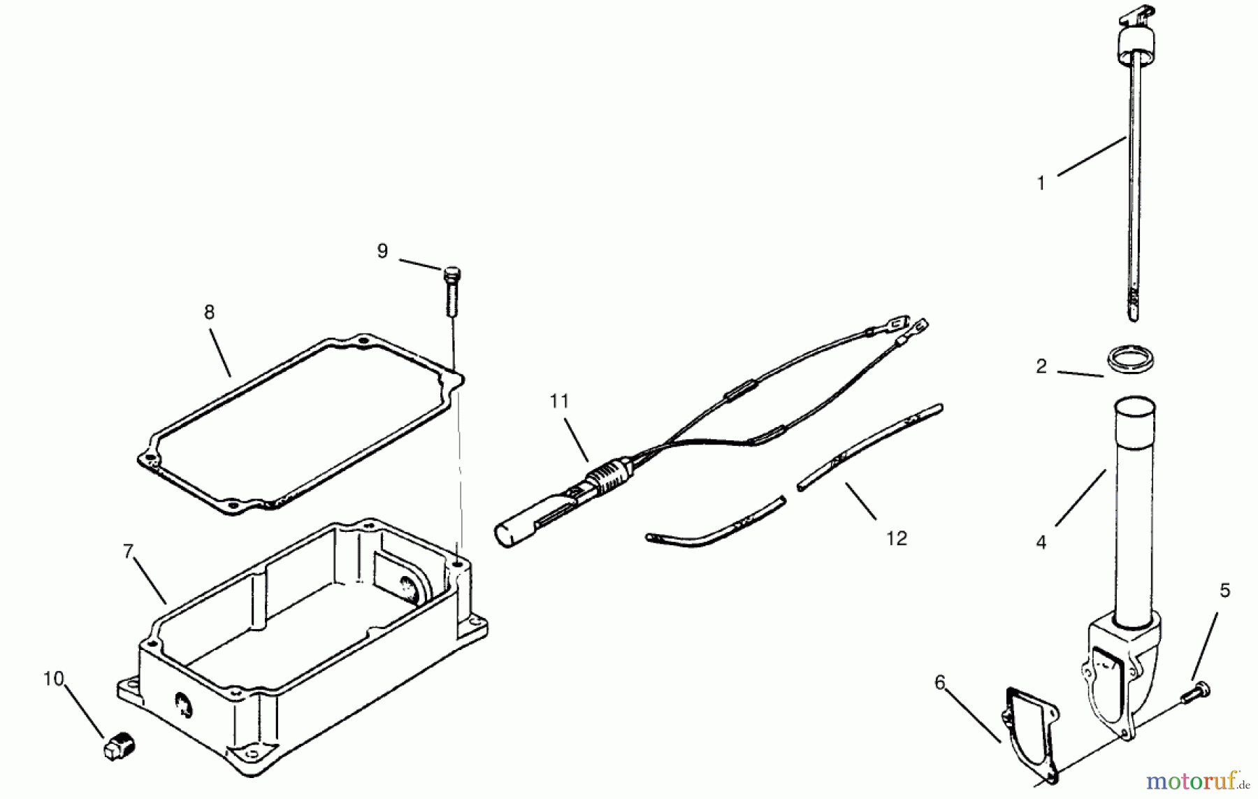  Toro Neu Mowers, Lawn & Garden Tractor Seite 1 73403 (314-H) - Toro 314-H Garden Tractor, 1996 (6900001-6999999) OIL PAN AND DIPSTICK KOHLER MODEL MS14S-TS601559