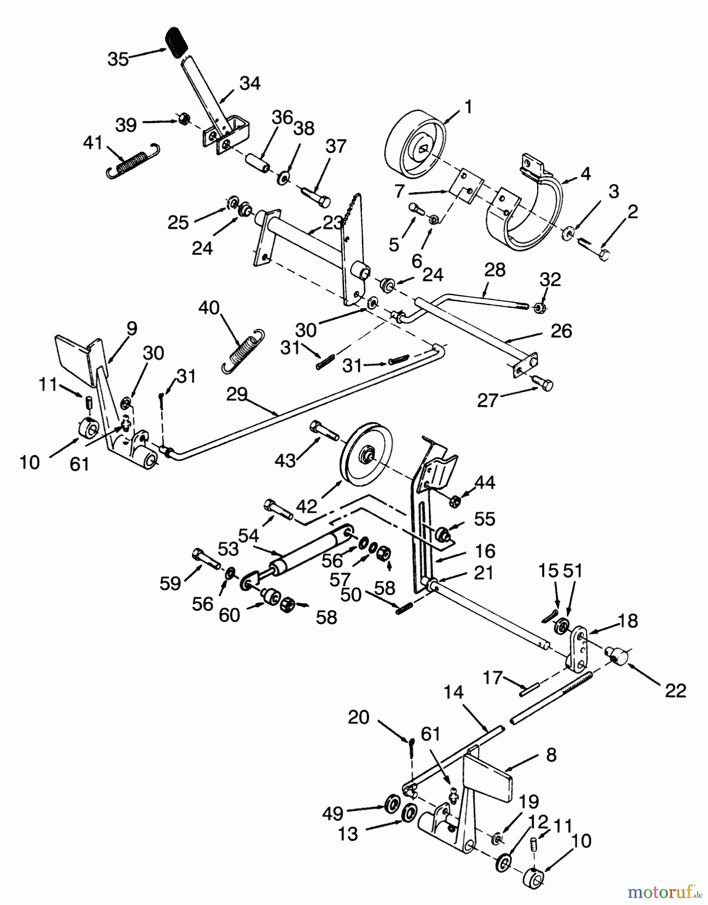 Toro Neu Mowers, Lawn & Garden Tractor Seite 1 73420 (416-8) - Toro 416-8 Garden Tractor, 1993 (3900001-3999999) CLUTCH, BRAKE AND SPEED CONTROL LINKAGE