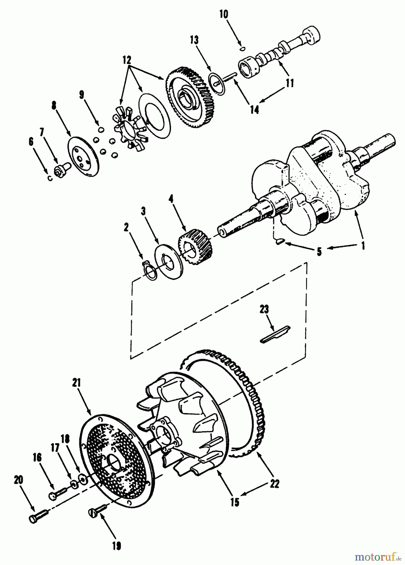 Toro Neu Mowers, Lawn & Garden Tractor Seite 1 73420 (416-8) - Toro 416-8 Garden Tractor, 1993 (3900001-3999999) CRANKSHAFT, CAMSHAFT, FLYWHEEL