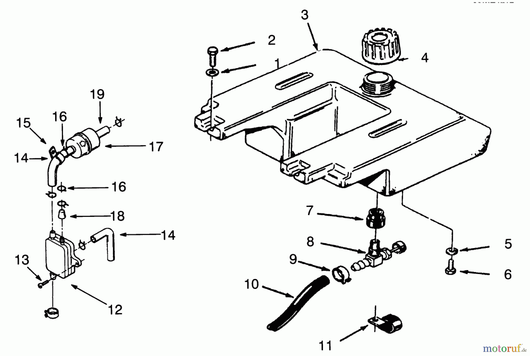  Toro Neu Mowers, Lawn & Garden Tractor Seite 1 73420 (416-8) - Toro 416-8 Garden Tractor, 1993 (3900001-3999999) FUEL SYSTEM