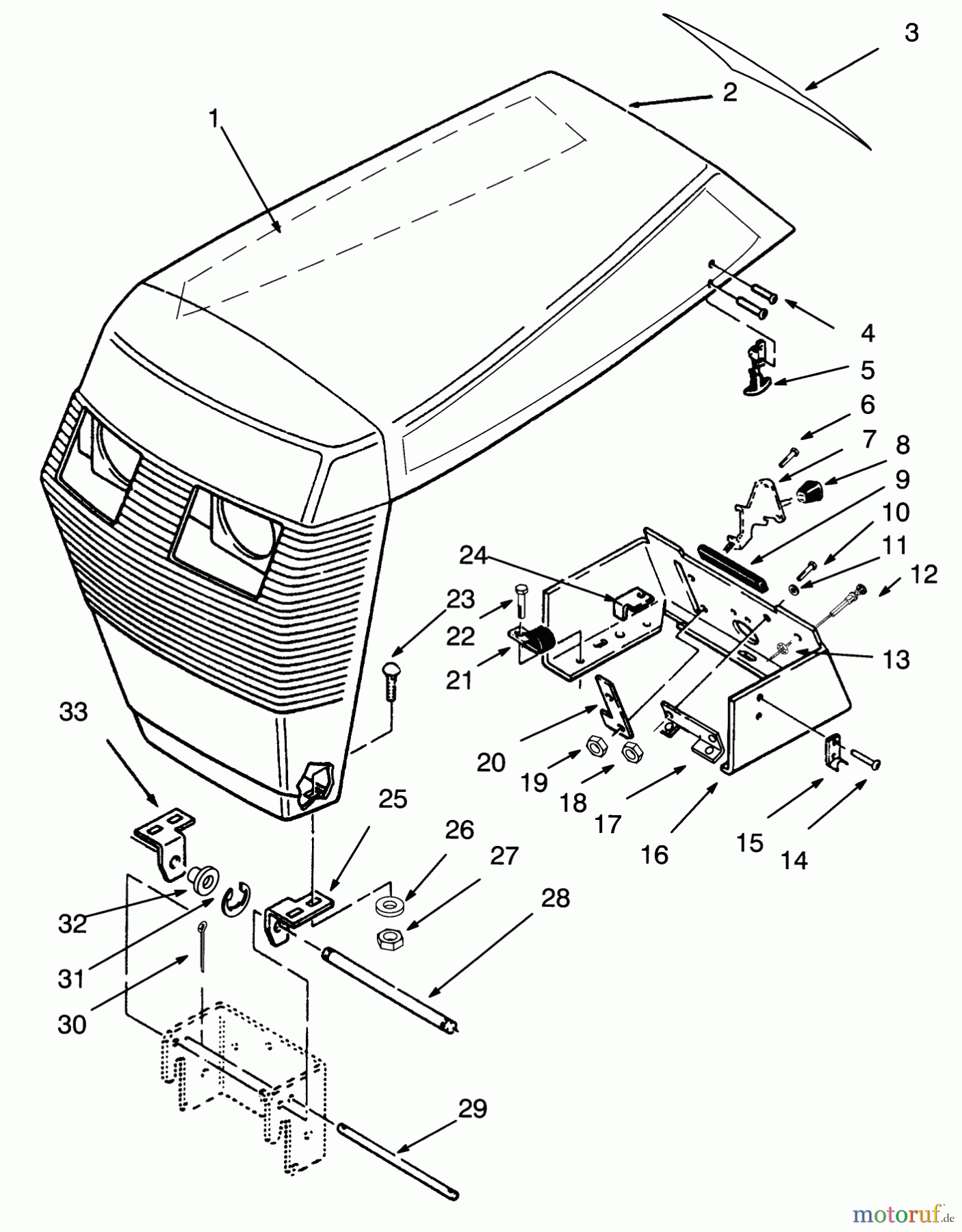 Toro Neu Mowers, Lawn & Garden Tractor Seite 1 73420 (416-8) - Toro 416-8 Garden Tractor, 1993 (3900001-3999999) HOOD ASSEMBLY
