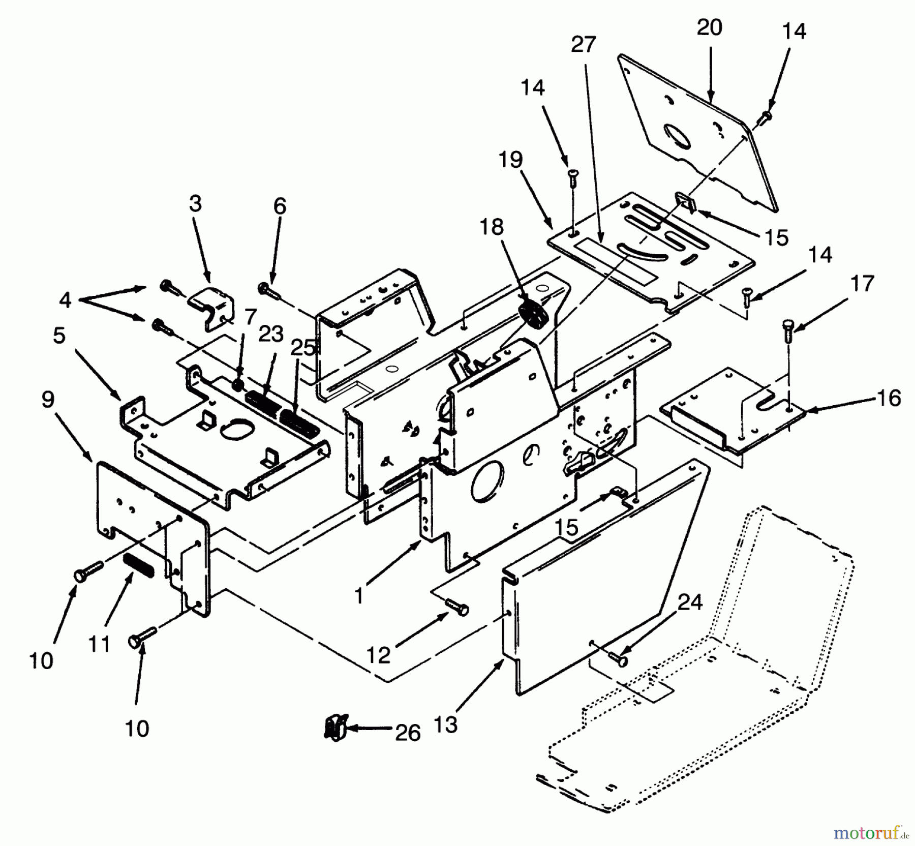 Toro Neu Mowers, Lawn & Garden Tractor Seite 1 73420 (416-8) - Toro 416-8 Garden Tractor, 1993 (3900001-3999999) HOOD STAND AND SUPPORTS