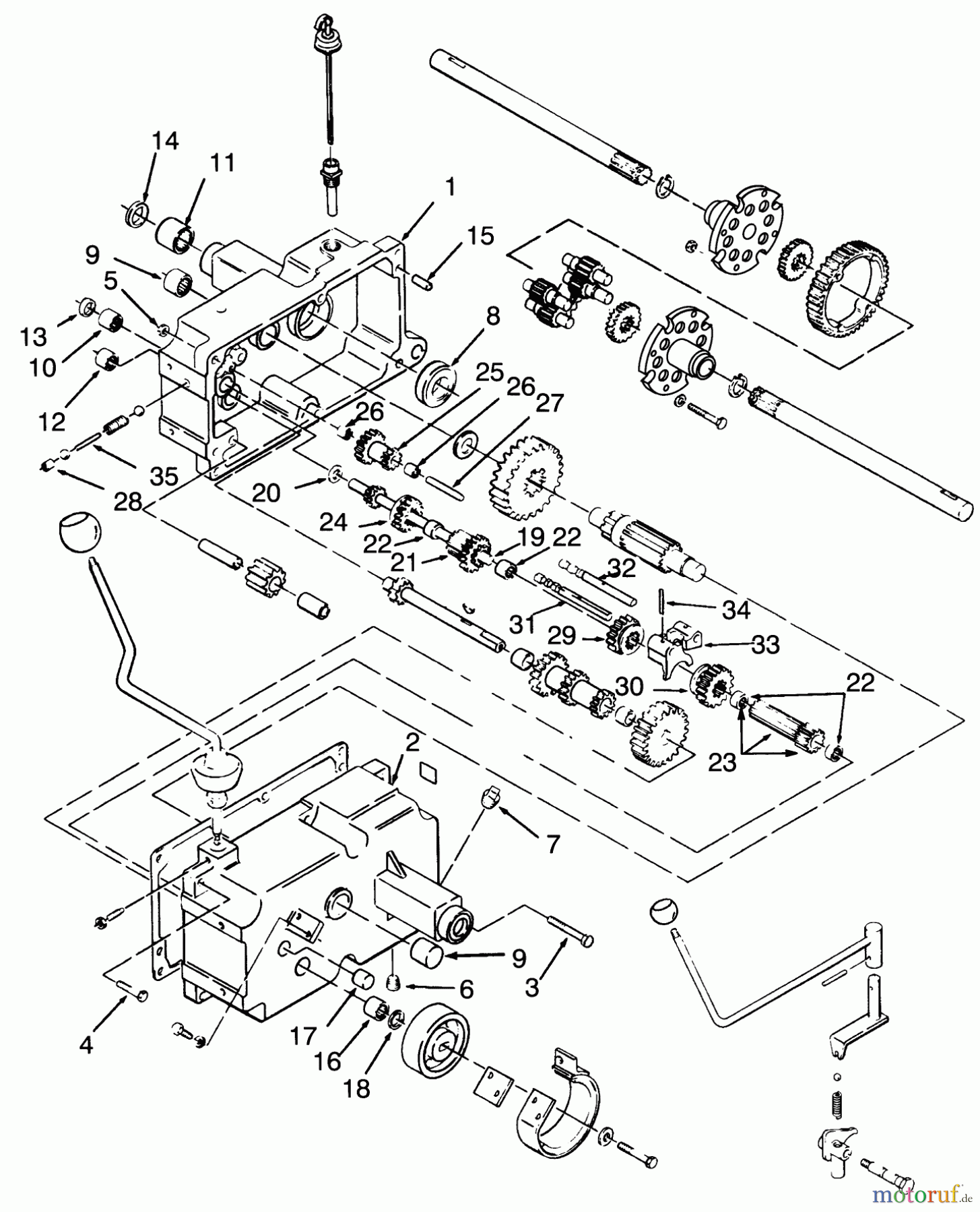 Toro Neu Mowers, Lawn & Garden Tractor Seite 1 73420 (416-8) - Toro 416-8 Garden Tractor, 1993 (3900001-3999999) TRANSMISSION 8-SPEED #1
