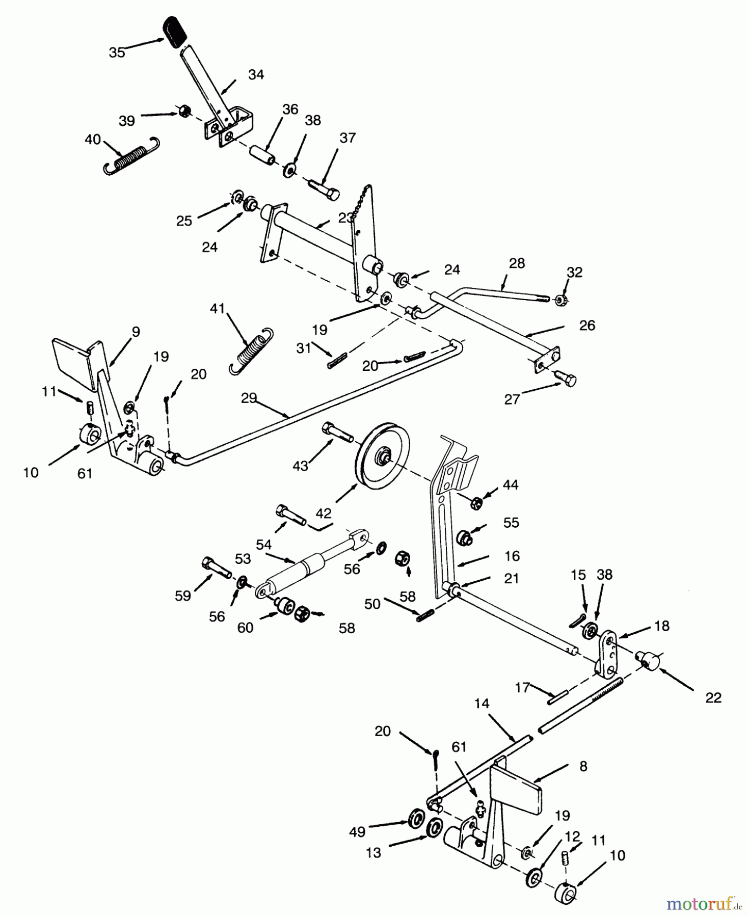 Toro Neu Mowers, Lawn & Garden Tractor Seite 1 73440 (416-8) - Toro 416-8 Garden Tractor, 1994 (4900001-4999999) CLUTCH, BRAKE AND SPEED CONTROL LINKAGE
