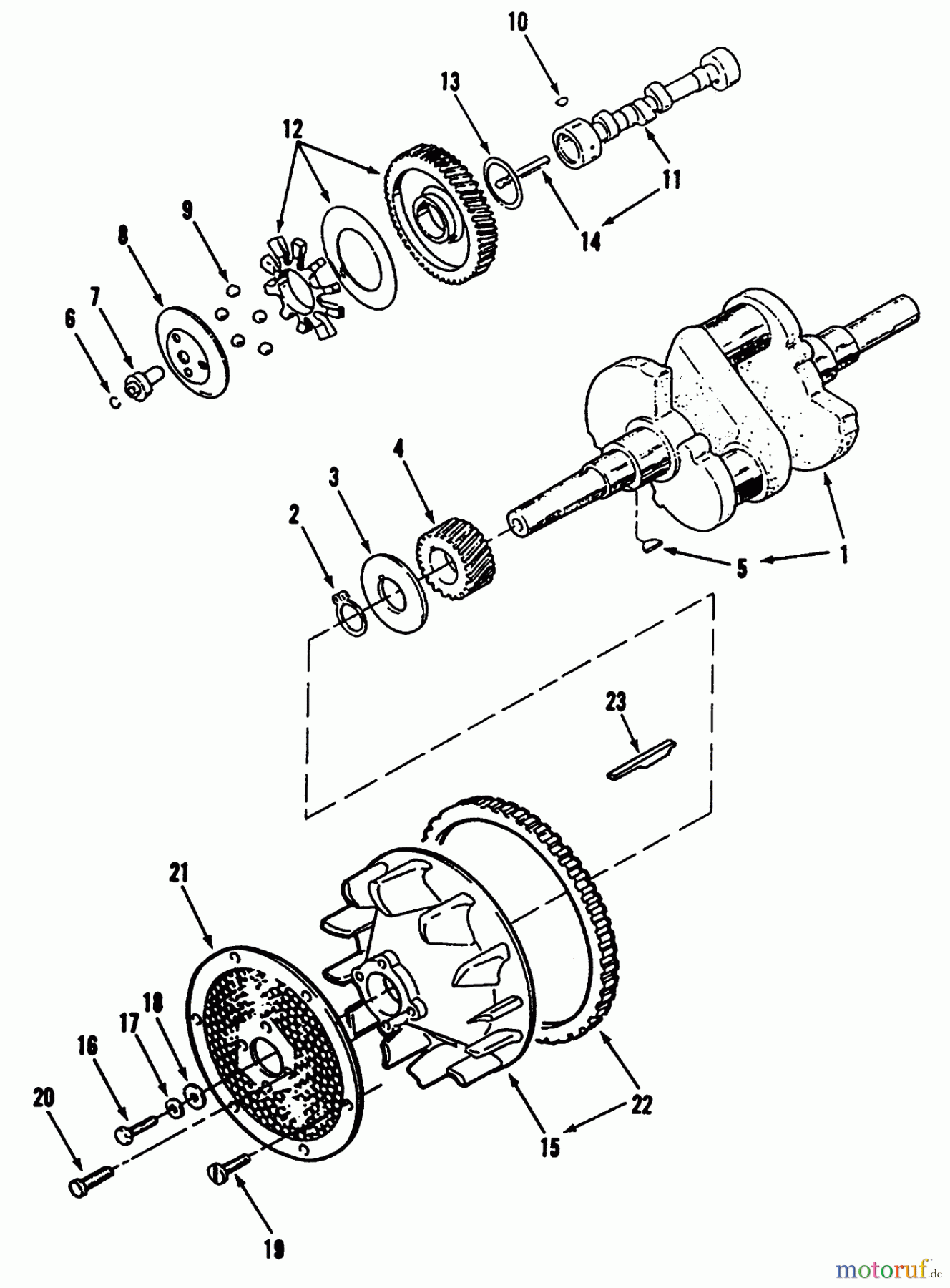 Toro Neu Mowers, Lawn & Garden Tractor Seite 1 73420 (416-8) - Toro 416-8 Garden Tractor, 1994 (4900001-4999999) CRANKSHAFT, CAMSHAFT, FLYWHEEL