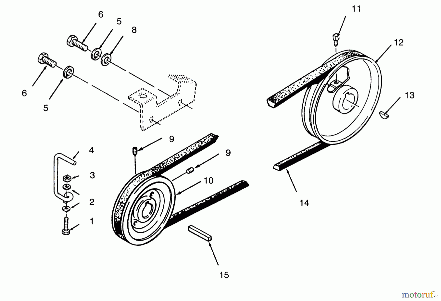 Toro Neu Mowers, Lawn & Garden Tractor Seite 1 73420 (416-8) - Toro 416-8 Garden Tractor, 1995 (5900001-5000614) DRIVE BELT AND PULLEYS
