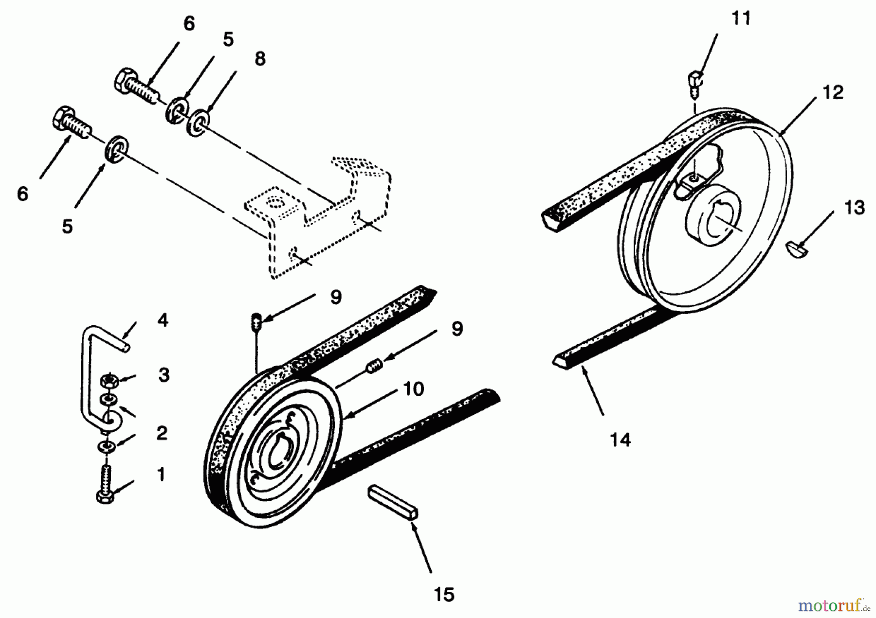 Toro Neu Mowers, Lawn & Garden Tractor Seite 1 73420 (416-8) - Toro 416-8 Garden Tractor, 1996 (6900001-6999999) DRIVE BELT AND PULLEYS