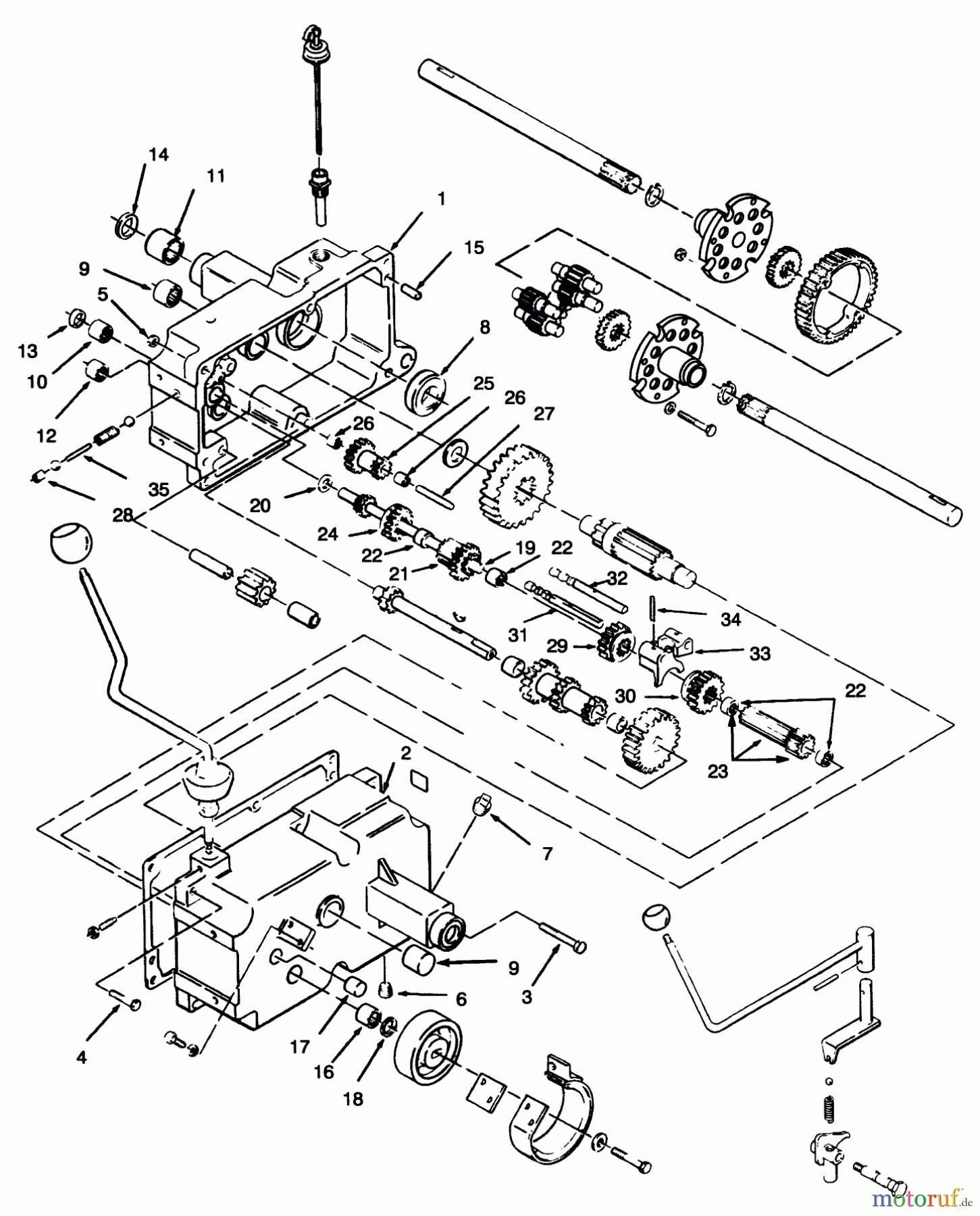 Toro Neu Mowers, Lawn & Garden Tractor Seite 1 73420 (416-8) - Toro 416-8 Garden Tractor, 1996 (6900001-6999999) TRANSMISSION 8-SPEED #1