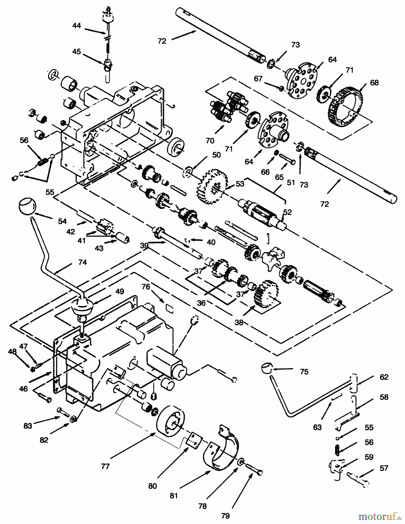 Toro Neu Mowers, Lawn & Garden Tractor Seite 1 73420 (416-8) - Toro 416-8 Garden Tractor, 1996 (6900001-6999999) TRANSMISSION 8-SPEED #2