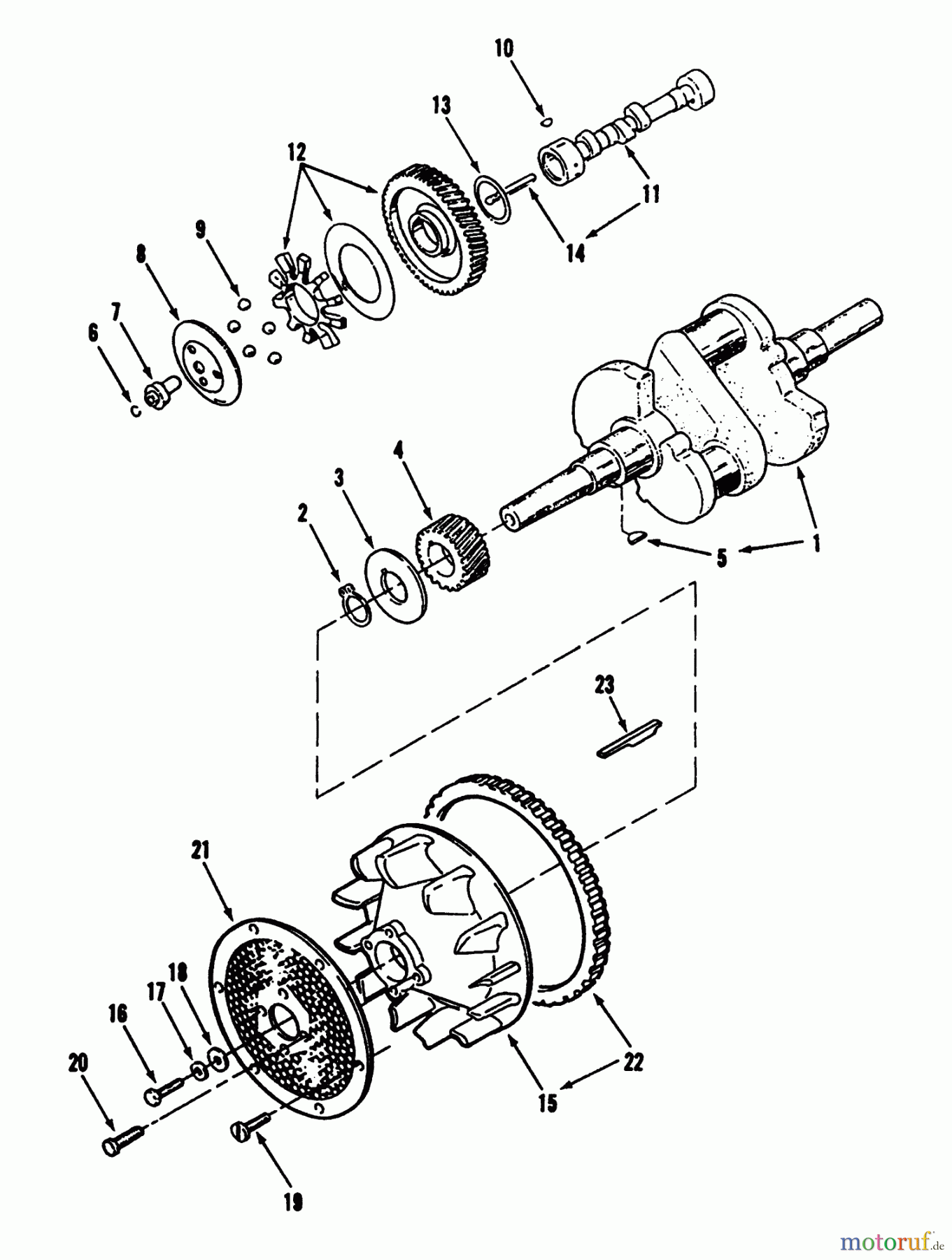 Toro Neu Mowers, Lawn & Garden Tractor Seite 1 73421 (416-H) - Toro 416-H Garden Tractor, 1993 (3900001-3999999) CRANKSHAFT, CAMSHAFT, FLYWHEEL