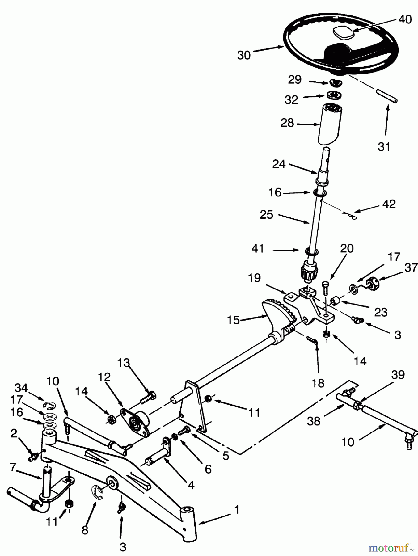 Toro Neu Mowers, Lawn & Garden Tractor Seite 1 73421 (416-H) - Toro 416-H Garden Tractor, 1993 (3900001-3999999) FRONT AXLE AND STEERING